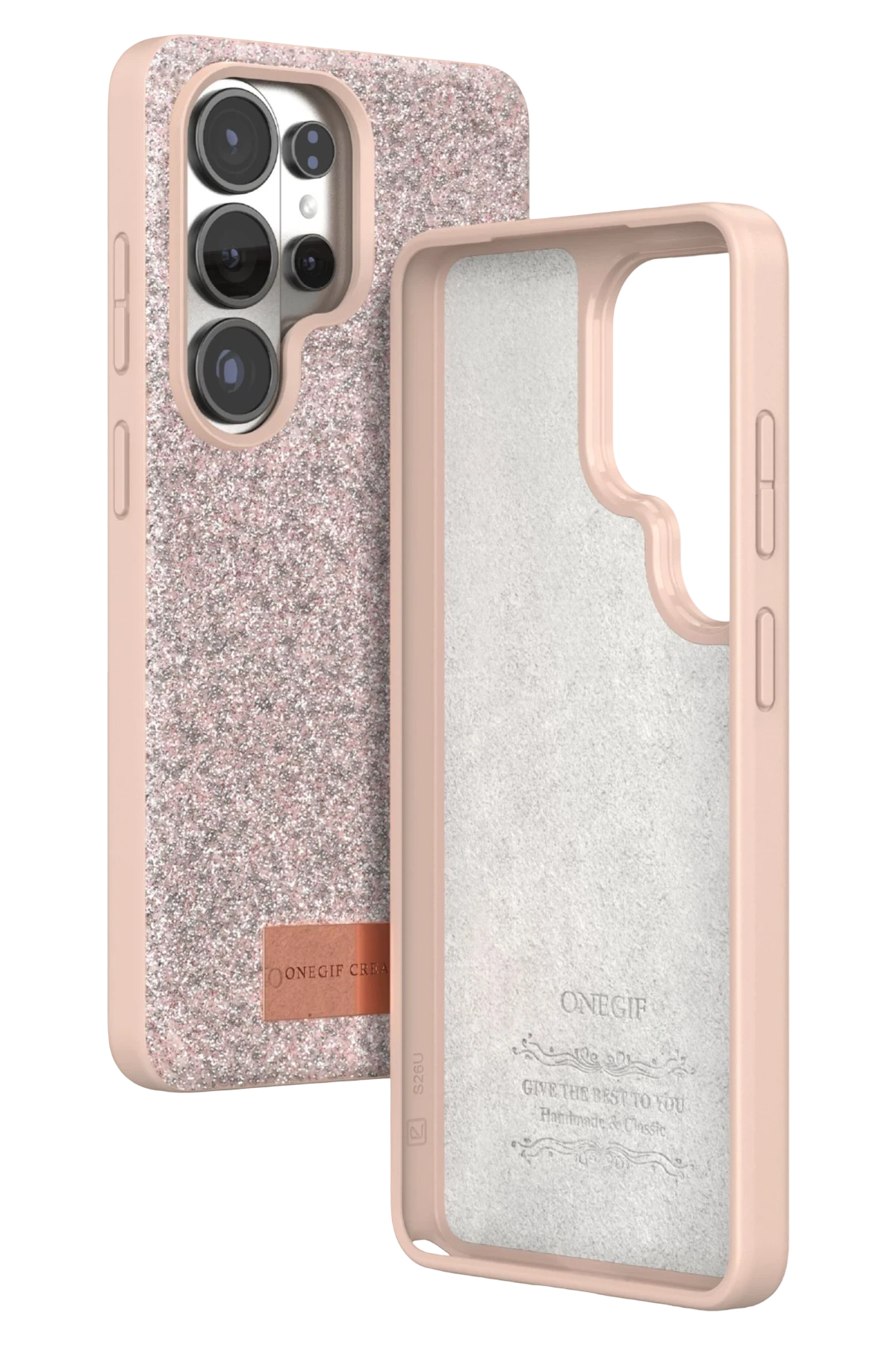 Onegif Samsung Galaxy S26 Ultra Bright Simli Kapak - Pembe
