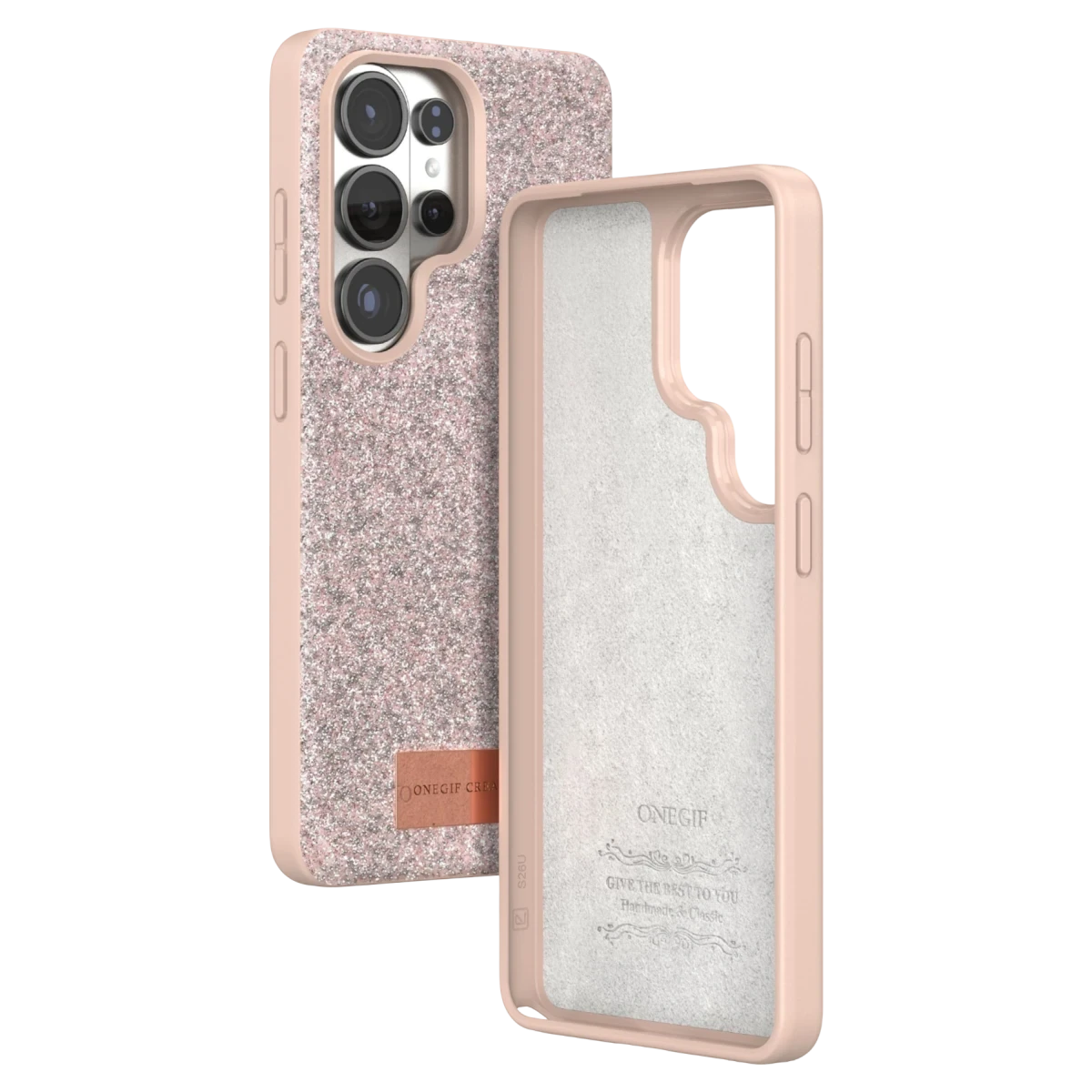 Onegif Samsung Galaxy S26 Ultra Bright Simli Kapak - Pembe