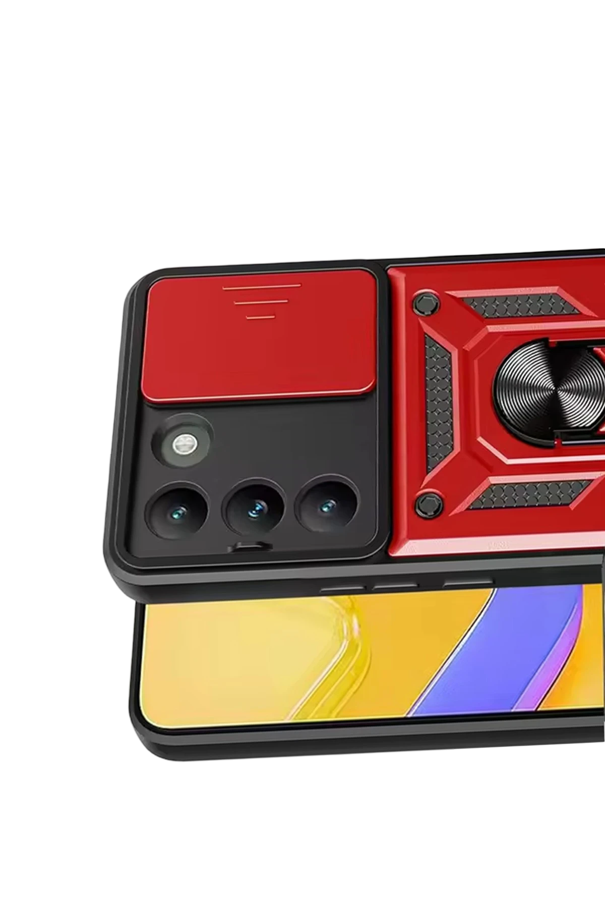 Newface Vivo V30 Lite 4G Pars Lens Yüzüklü Silikon - Kırmızı — görsel 2