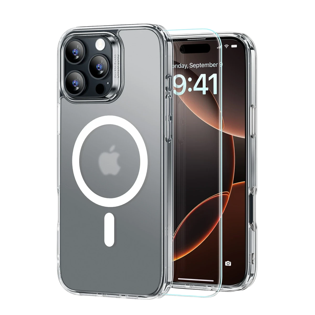 ESR Apple iPhone 16 Pro Max Classic Hybrid Magsafe Kapak + Cam Hediyeli Set - Buzlu Şeffaf