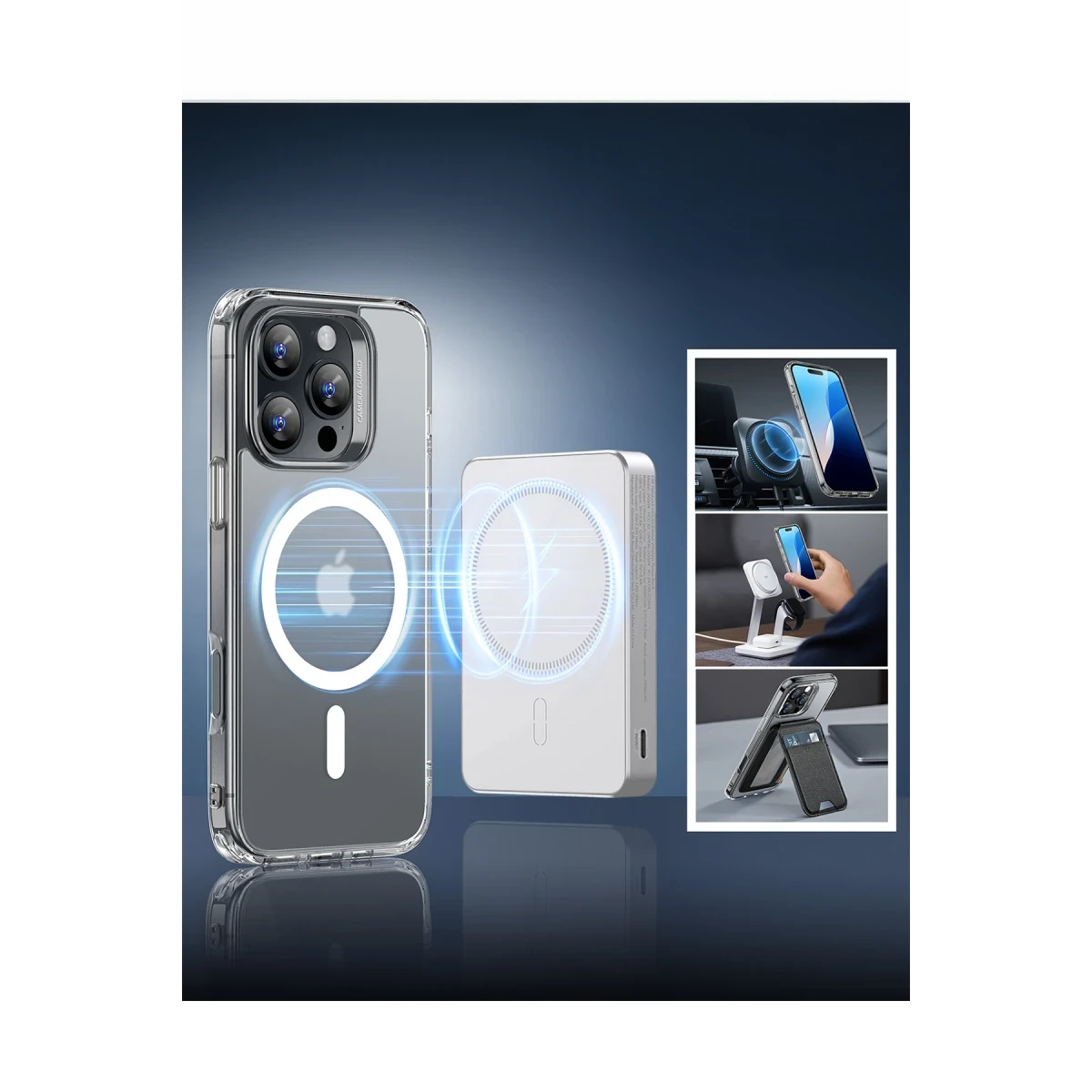 ESR Apple iPhone 16 Pro Max Classic Hybrid Magsafe Kapak + Cam Hediyeli Set - Buzlu Şeffaf