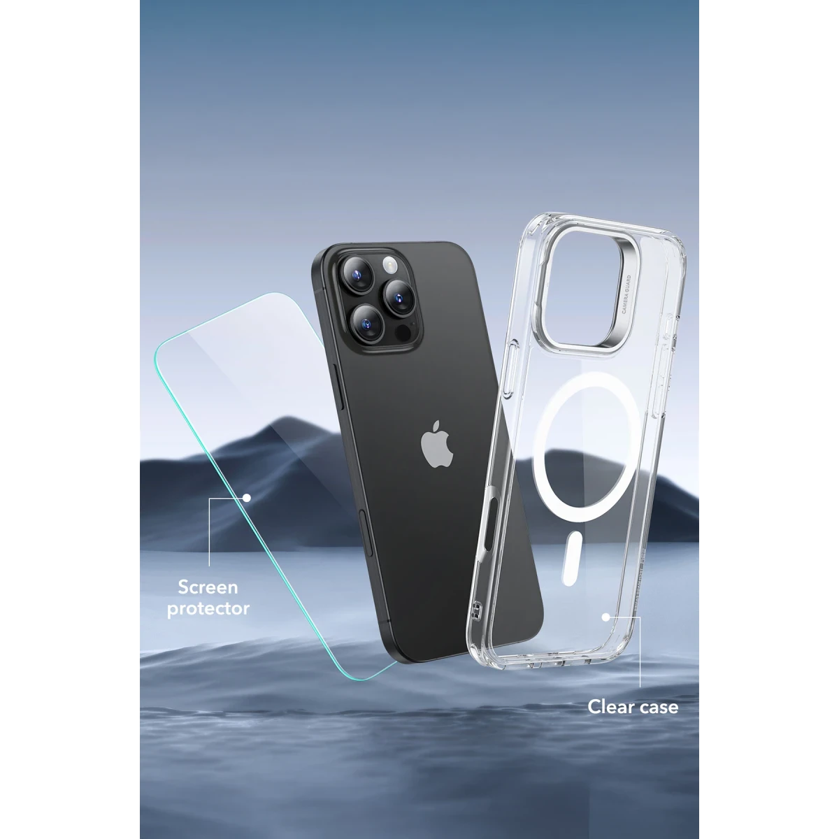 ESR Apple iPhone 16 Pro Classic Hybrid Magsafe Standlı Kapak + Cam Hediyeli Set - Şeffaf