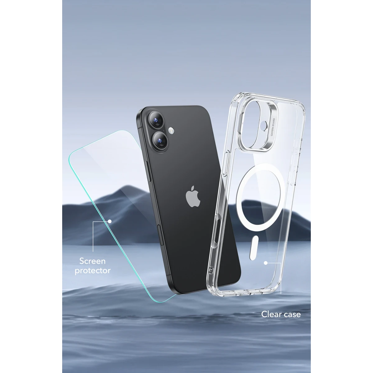 ESR Apple iPhone 16 Classic Hybrid Magsafe Standlı Kapak + Cam Hediyeli Set - Şeffaf