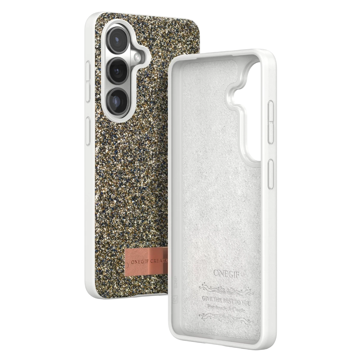 Onegif Samsung Galaxy S26 Bright Simli Kapak - Gold