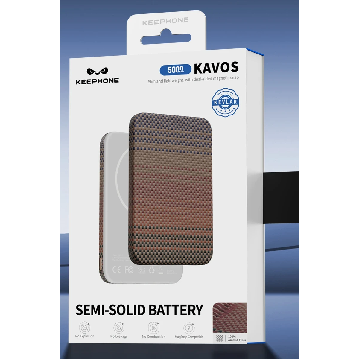 Keephone PB55 Kavos Kevlar 5.000 mAh 20W Type-C ve Semi Solid Destekli Powerbank - Moonrise