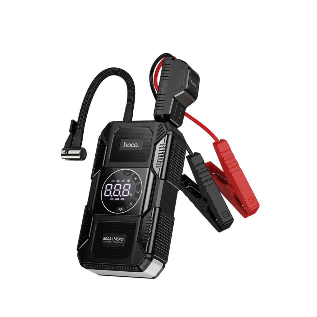 Hoco. QS6 29.6W Akıllı Hava Pompası ve Acil Marş Destekli 8.000 mAh Powerbank - Siyah