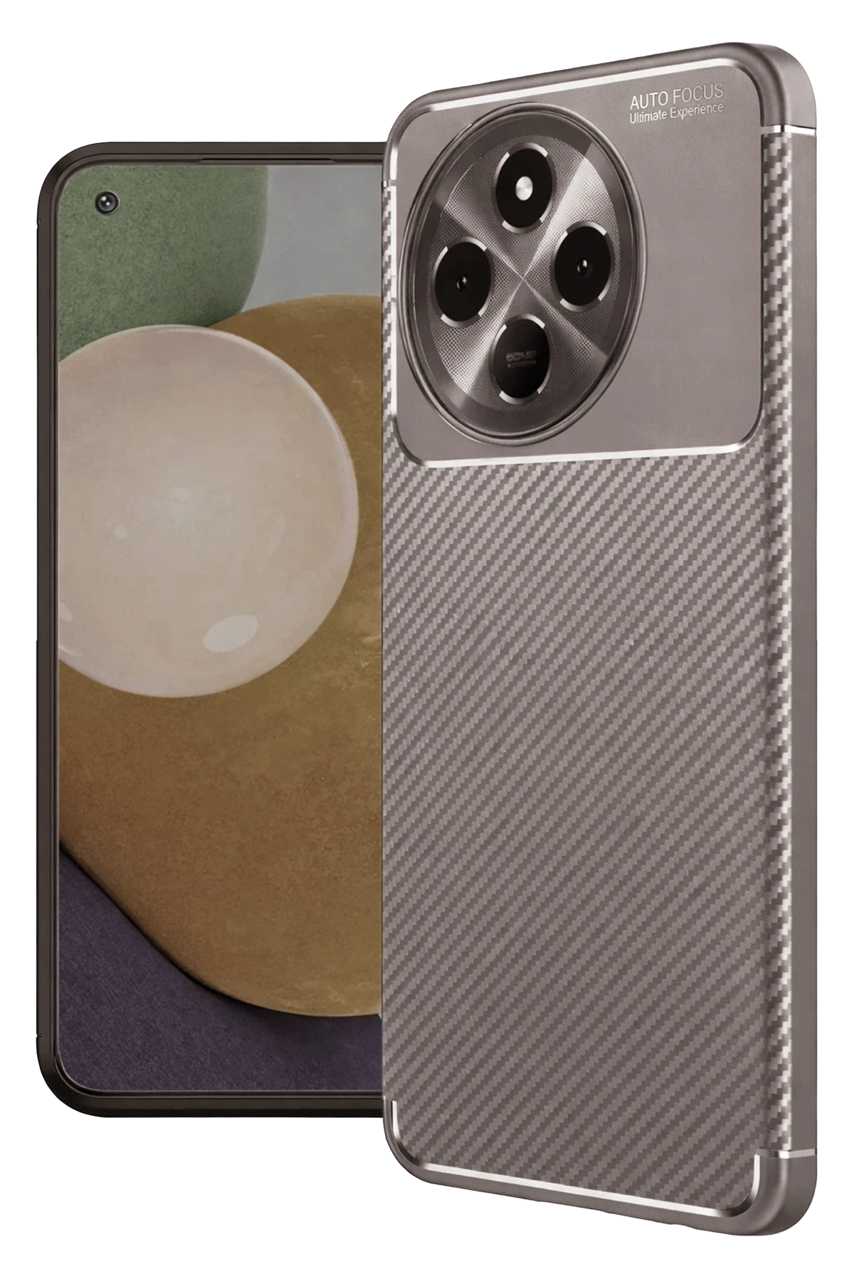 Newface Tecno Spark 30 Pro Kılıf Auto Focus Karbon Kapak - Gri