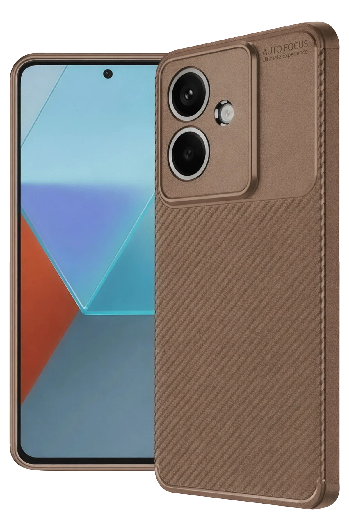 Newface Oppo A3 Kılıf Auto Focus Karbon Kapak - Kahverengi