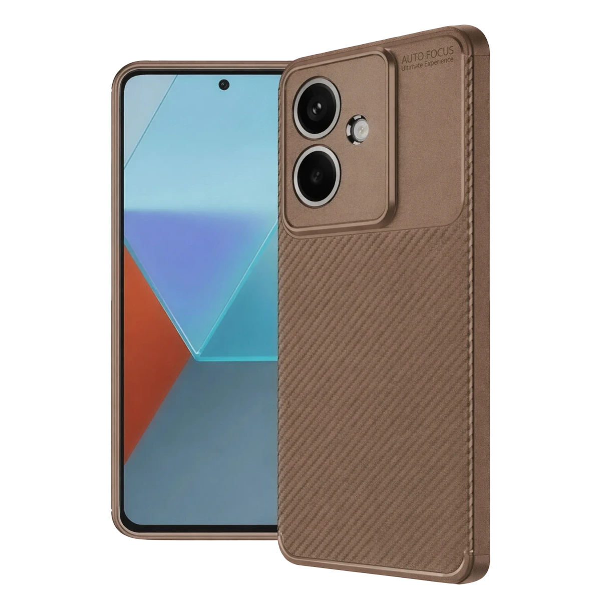 Newface Oppo A3 Kılıf Auto Focus Karbon Kapak - Kahverengi
