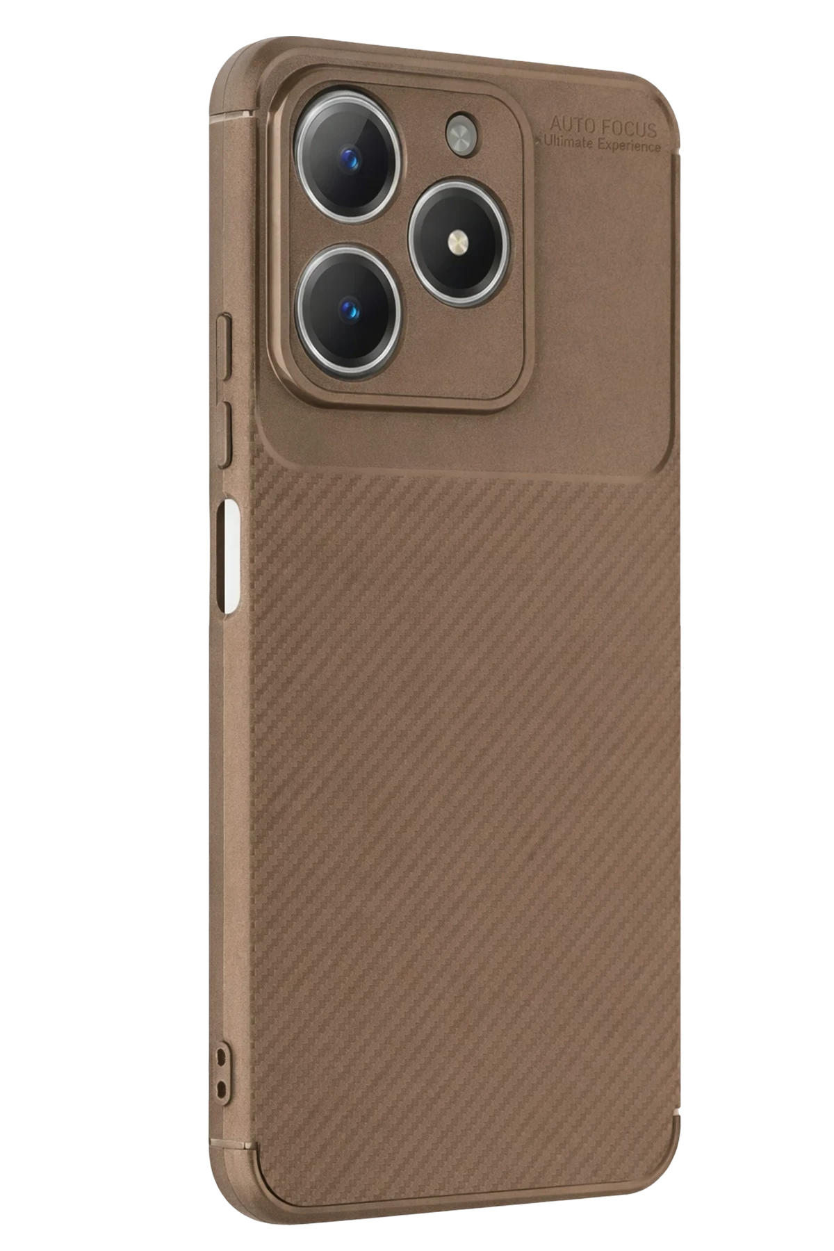 Newface Realme C61 Kılıf Auto Focus Karbon Kapak - Kahverengi