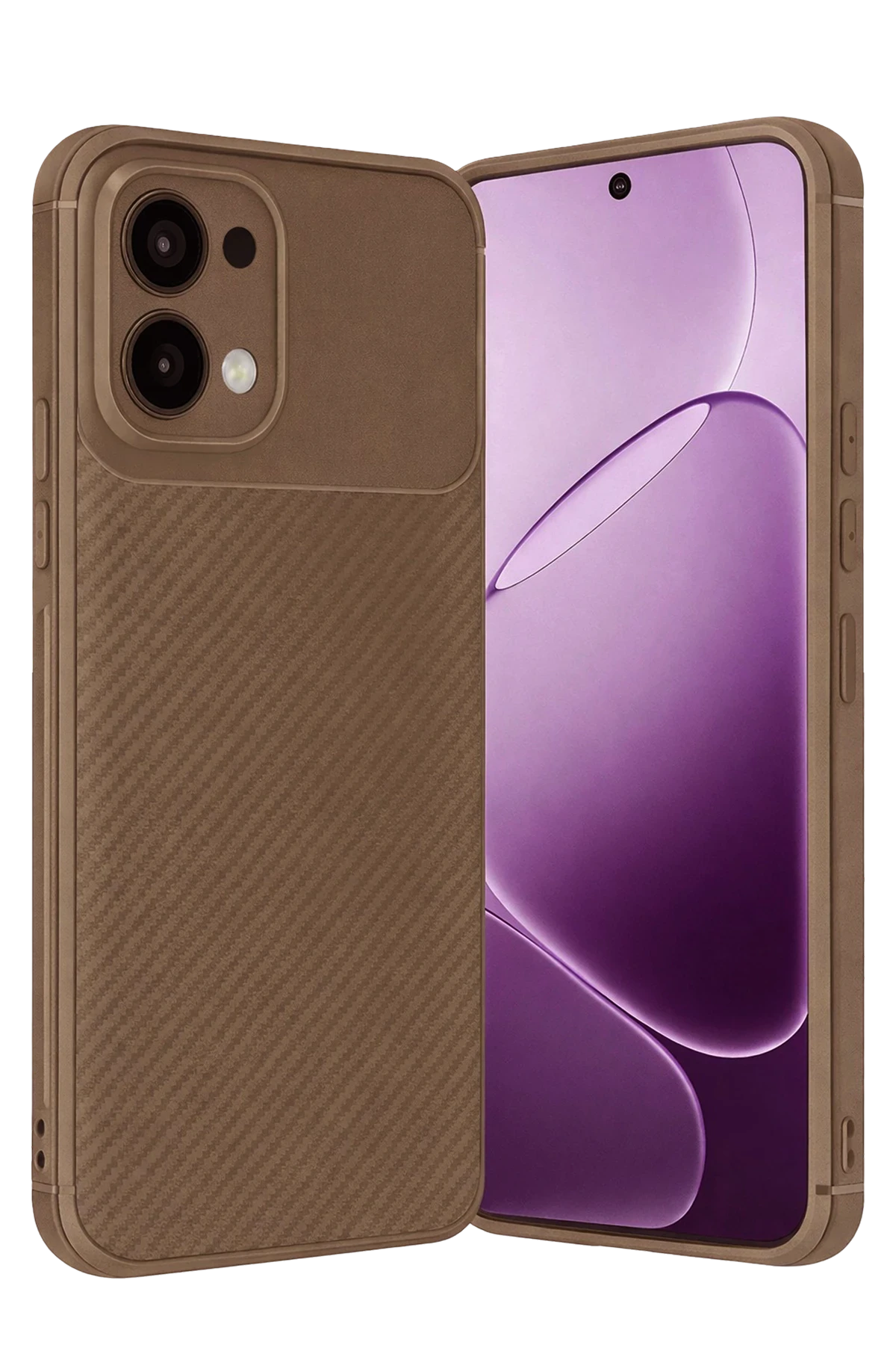 Newface Oppo A6 Pro 4G Auto Focus Karbon Kapak - Kahverengi