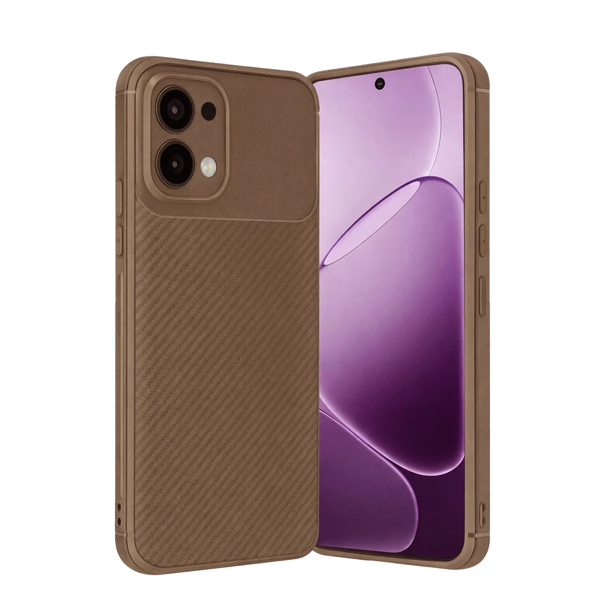 Newface Oppo A6 Pro 4G Auto Focus Karbon Kapak - Kahverengi