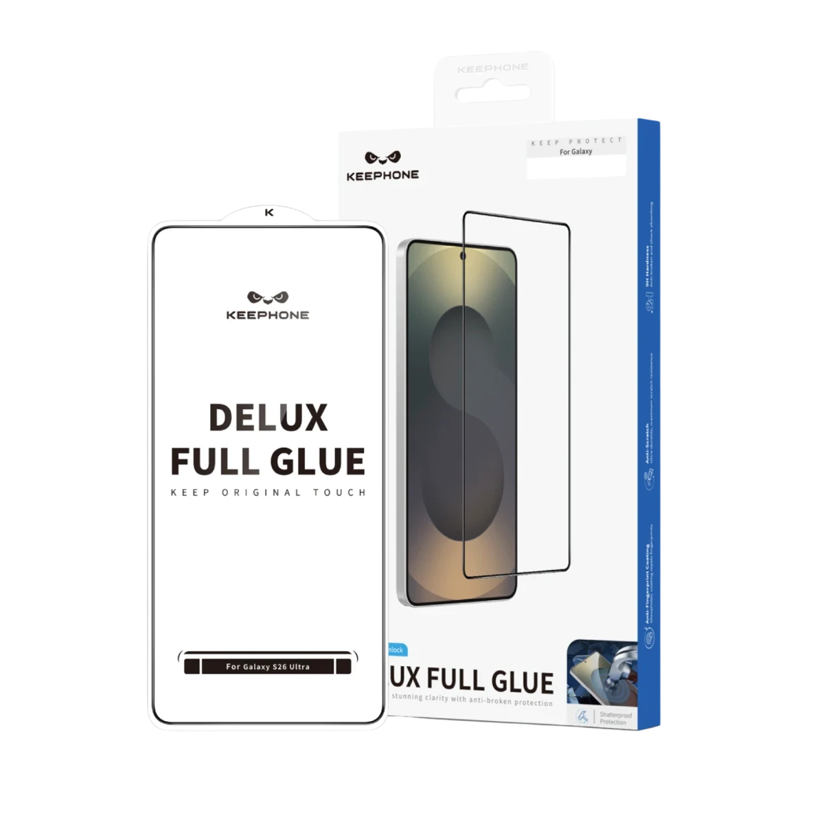 Keephone Samsung Galaxy S26 Delux Full Glue 2.5D Cam Ekran Koruyucu - Siyah