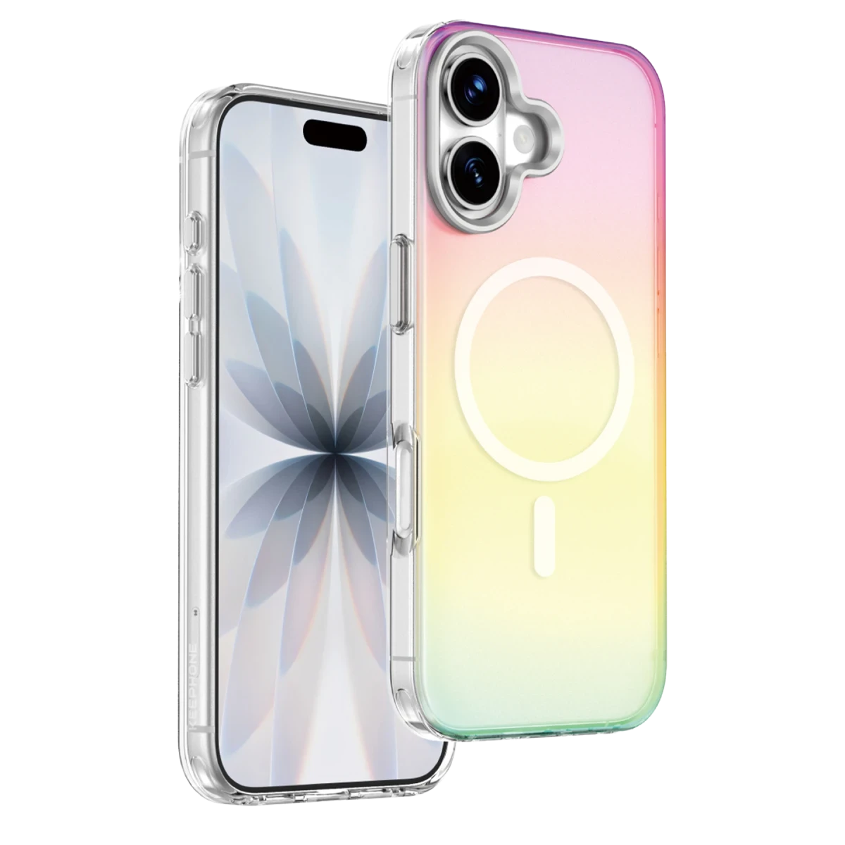 Keephone Apple iPhone 17 Rainbow Magsafe Kapak - Gümüş