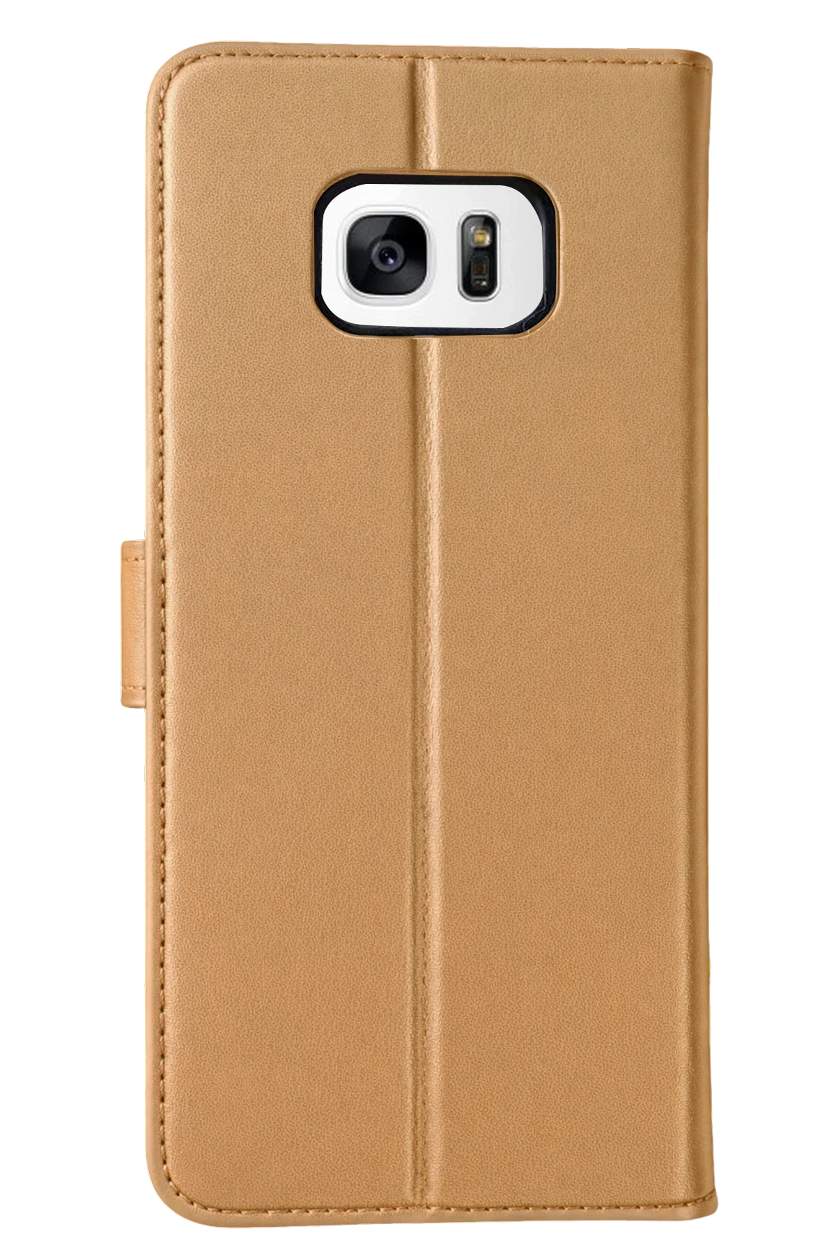 Newface Samsung Galaxy S7 Edge Trend S Plus Kapaklı Kılıf - Gold