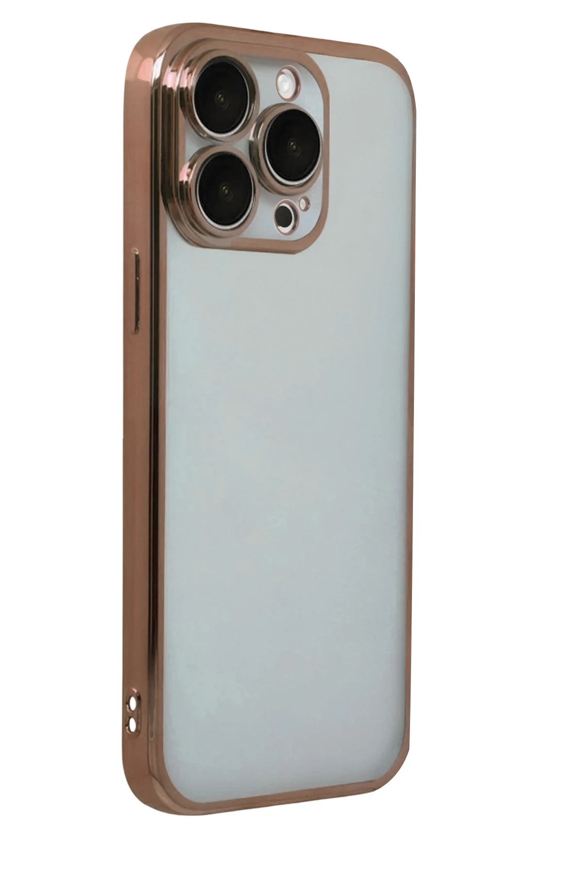 Newface Apple iPhone 15 Pro Max Razer Lensli Silikon - Çöl Titanyum