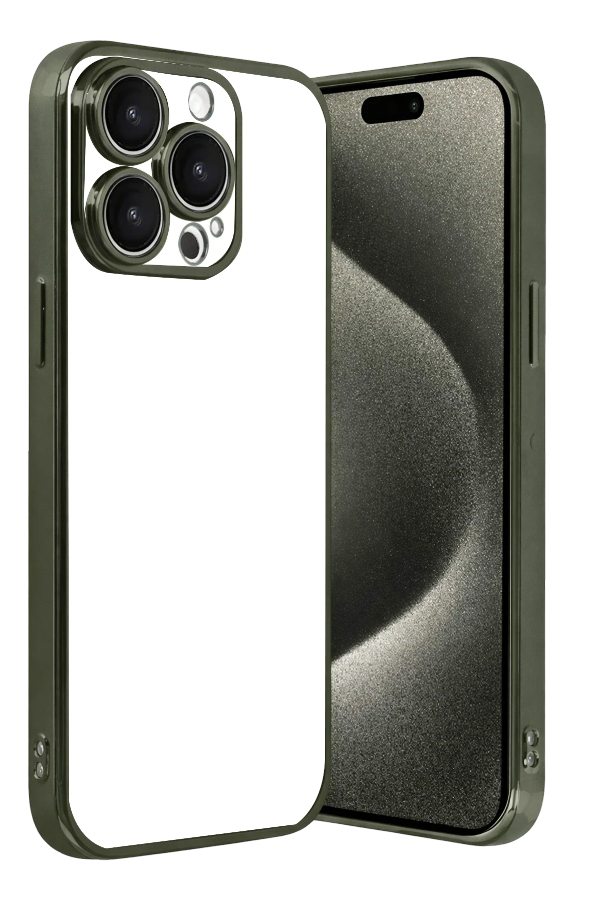 Newface Apple iPhone 15 Pro Max Razer Lensli Silikon - Yeşil