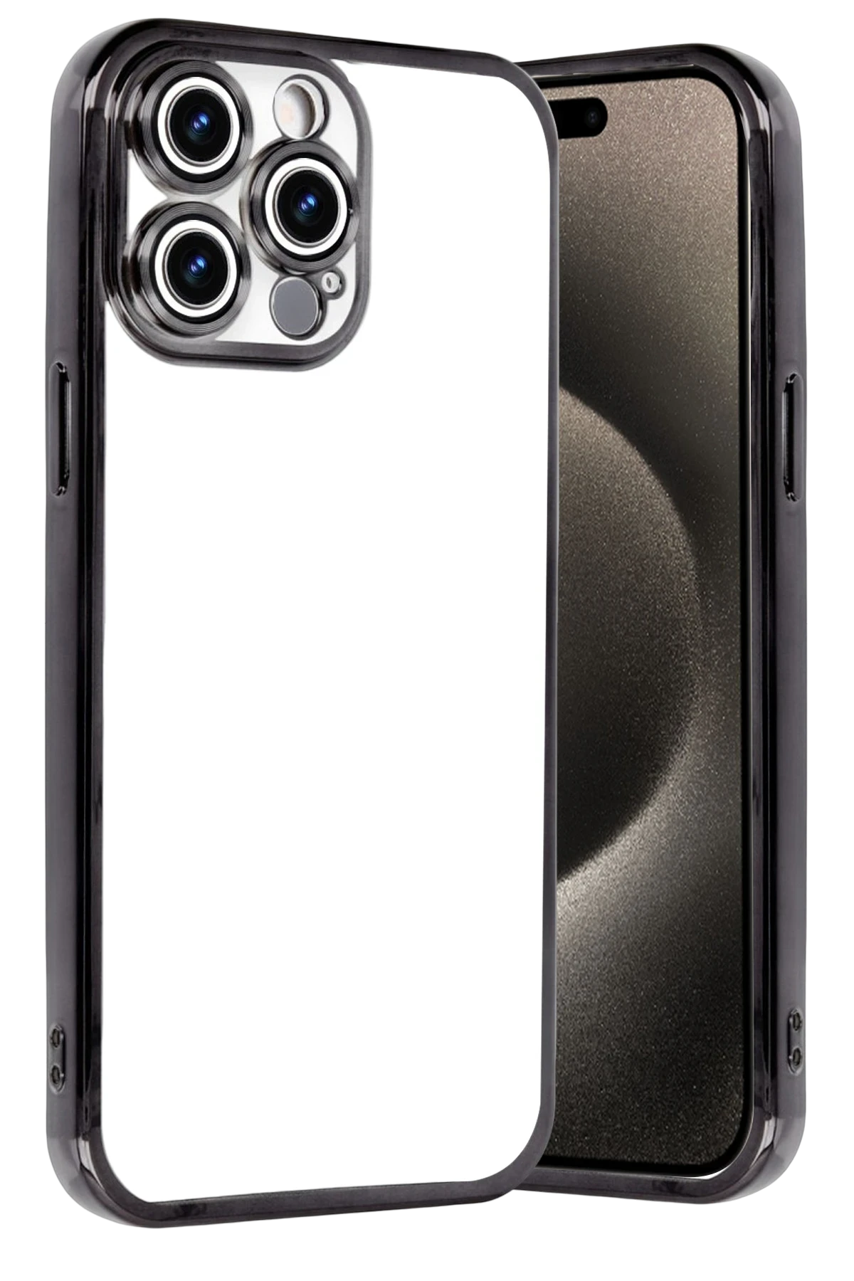 Newface Apple iPhone 15 Pro Max Razer Lensli Silikon - Siyah