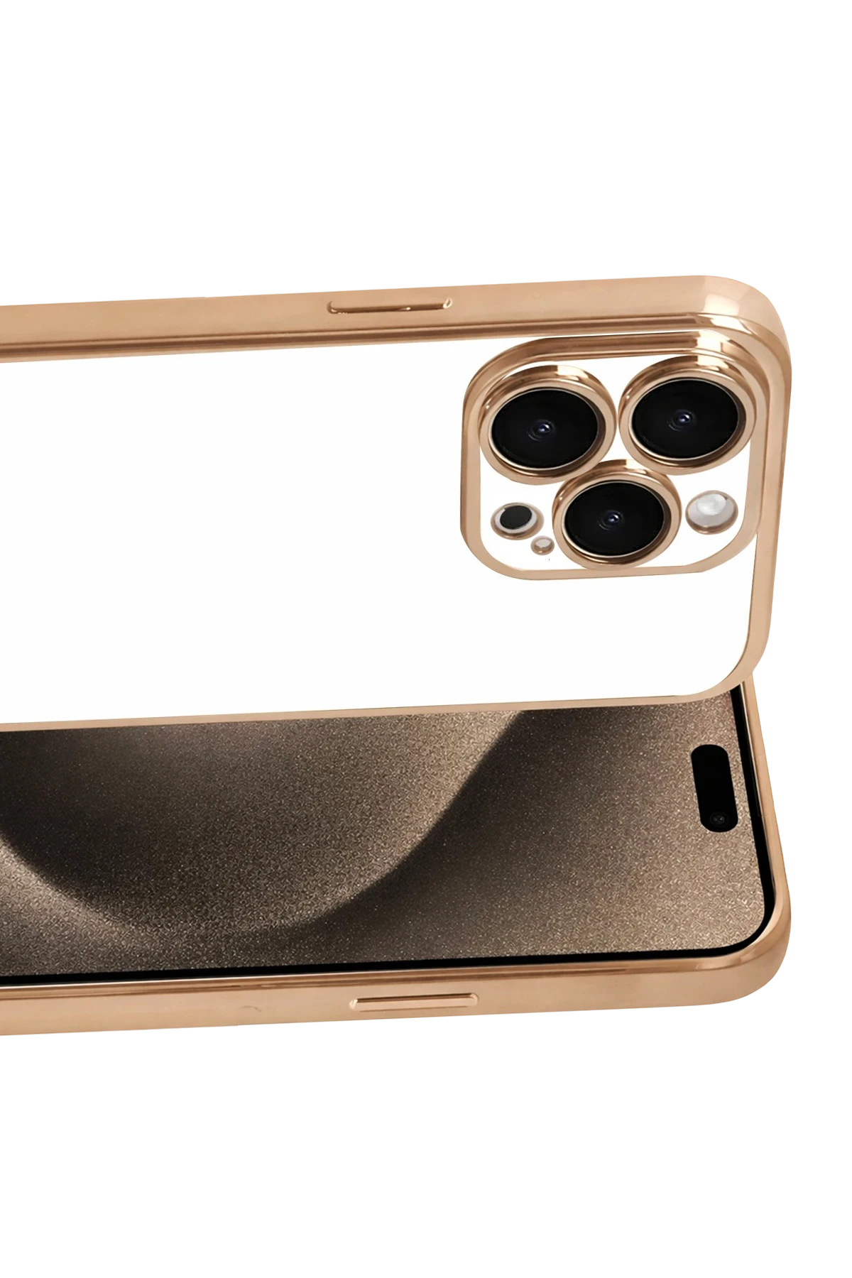 Newface Apple iPhone 15 Pro Max Razer Lensli Silikon - Gold