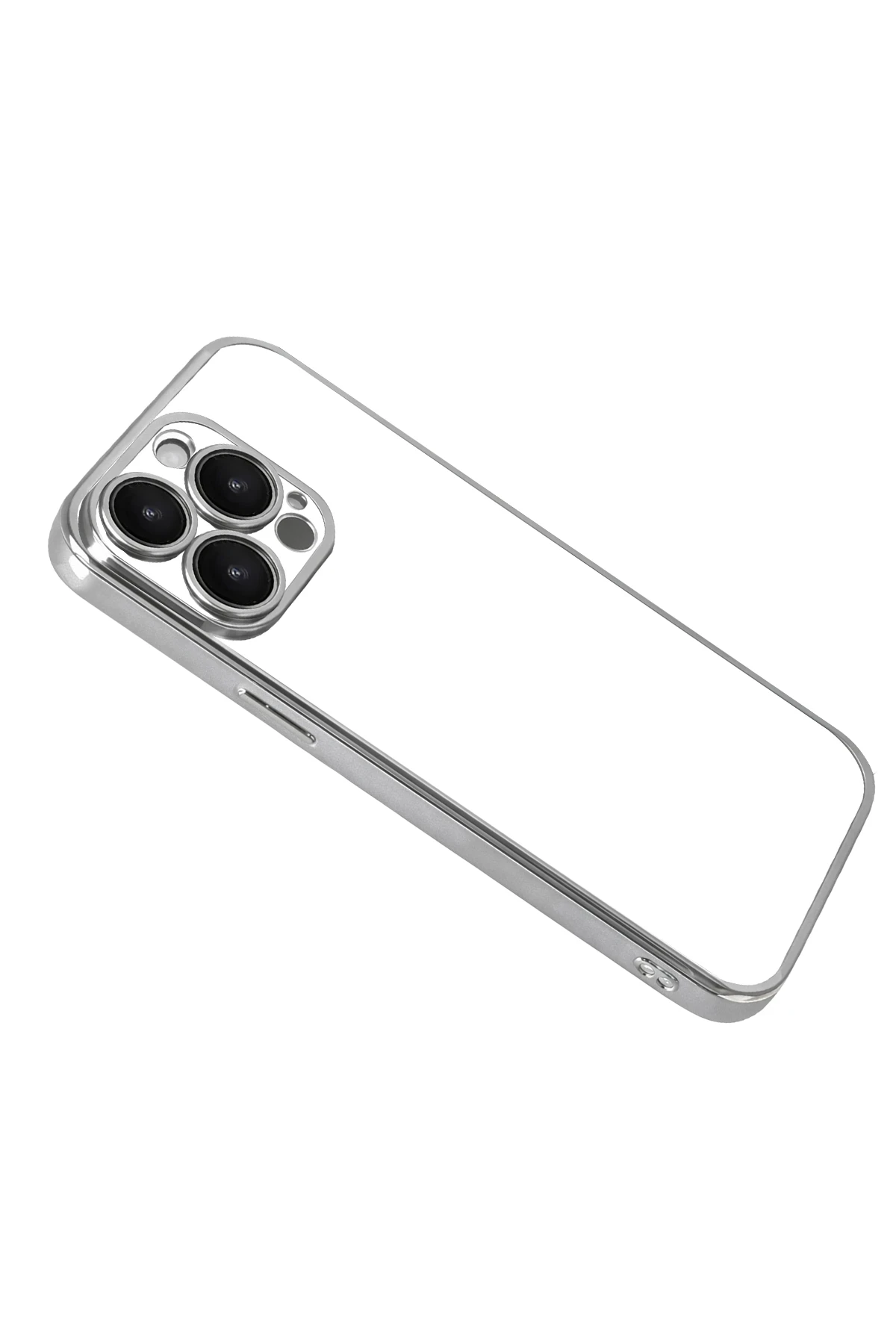 Newface Apple iPhone 15 Pro Max Razer Lensli Silikon - Gümüş