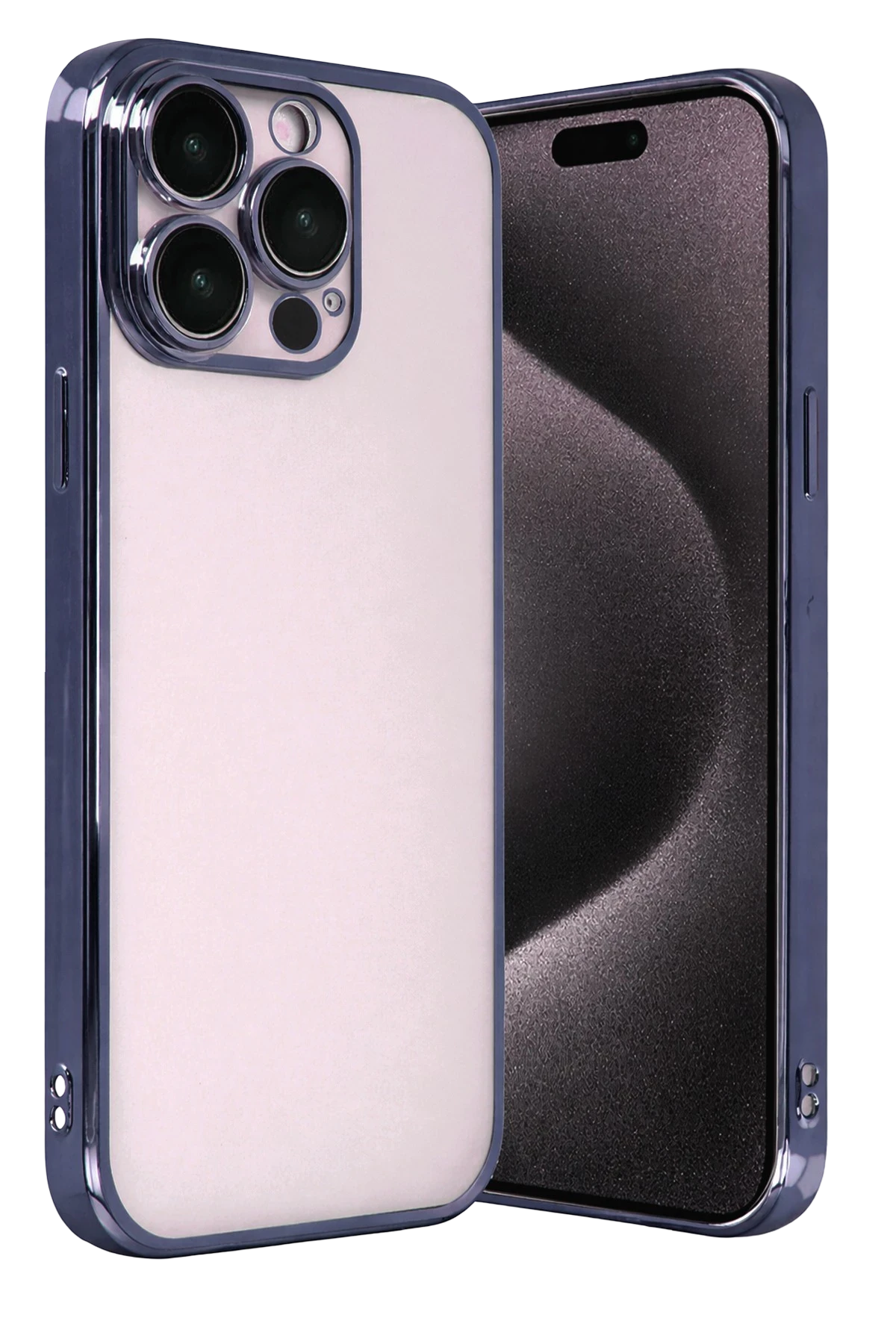 Newface Apple iPhone 15 Pro Max Razer Lensli Silikon - Lacivert