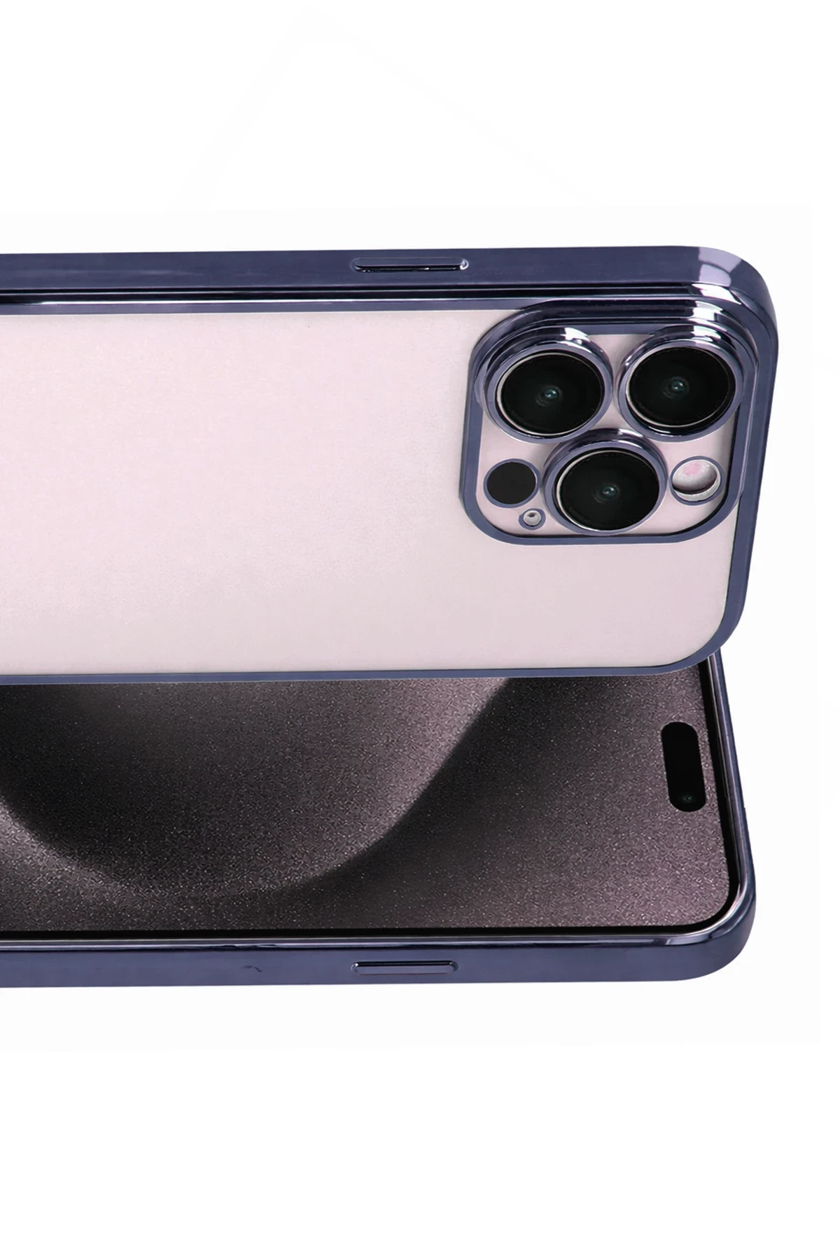 Newface Apple iPhone 15 Pro Max Razer Lensli Silikon - Lacivert