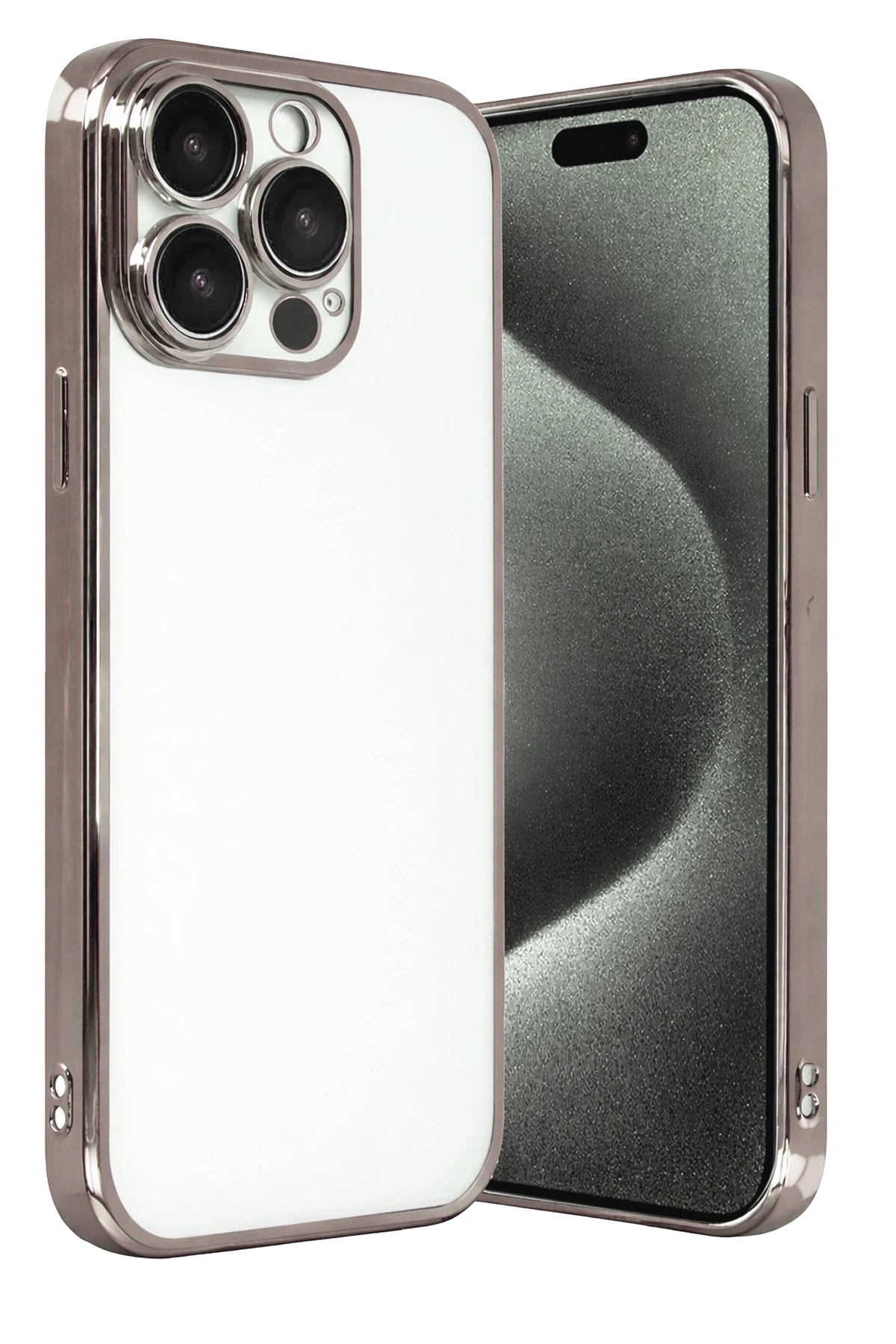 Newface Apple iPhone 15 Pro Max Razer Lensli Silikon - Titan Gri
