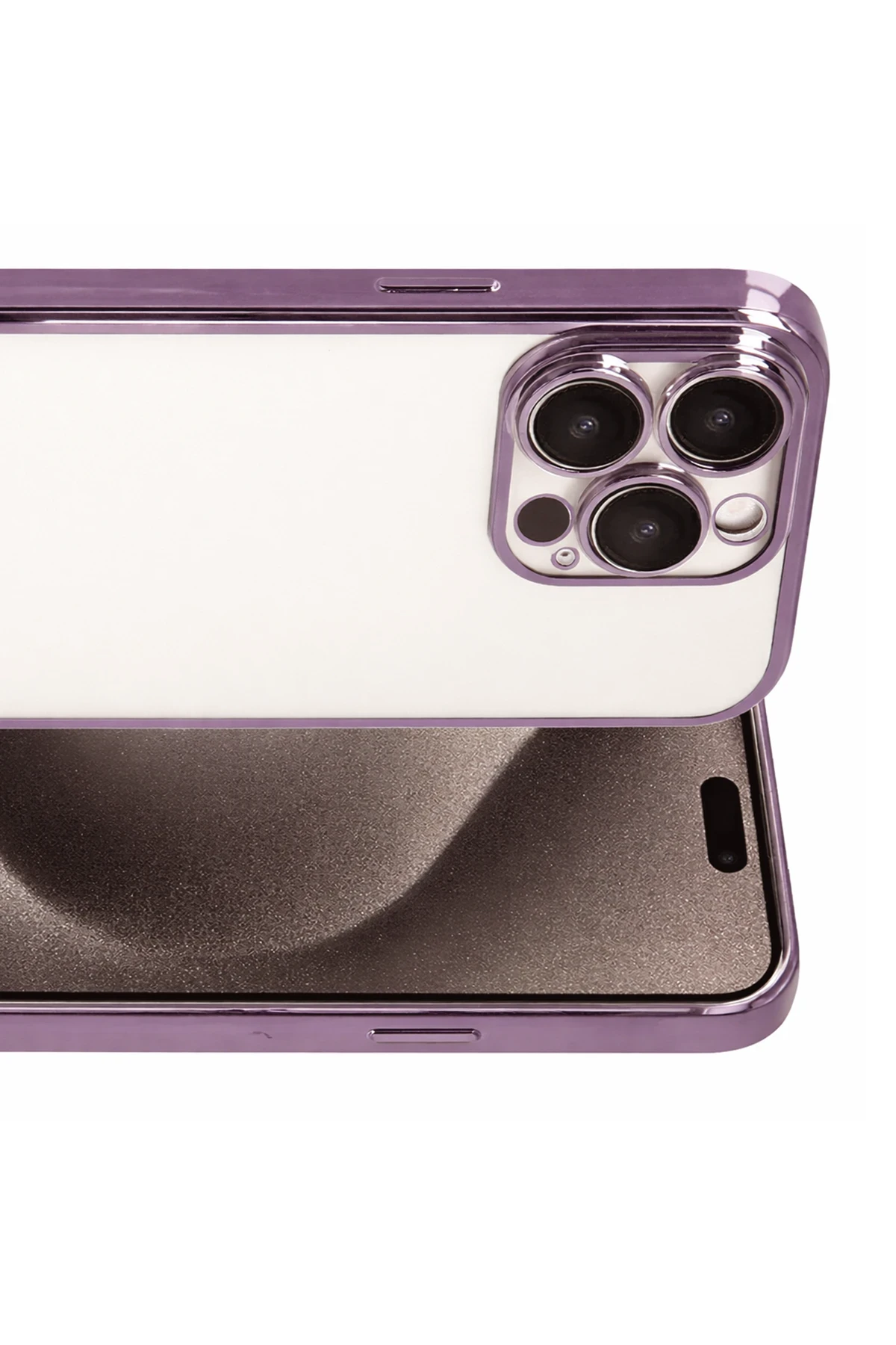 Newface Apple iPhone 15 Pro Max Razer Lensli Silikon - Mor