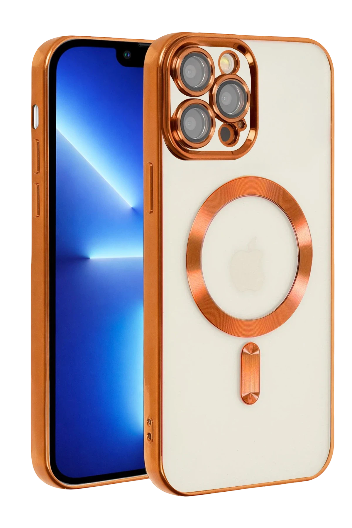 Newface Apple iPhone 13 Pro Kılıf Kross Magneticsafe Kapak - Turuncu