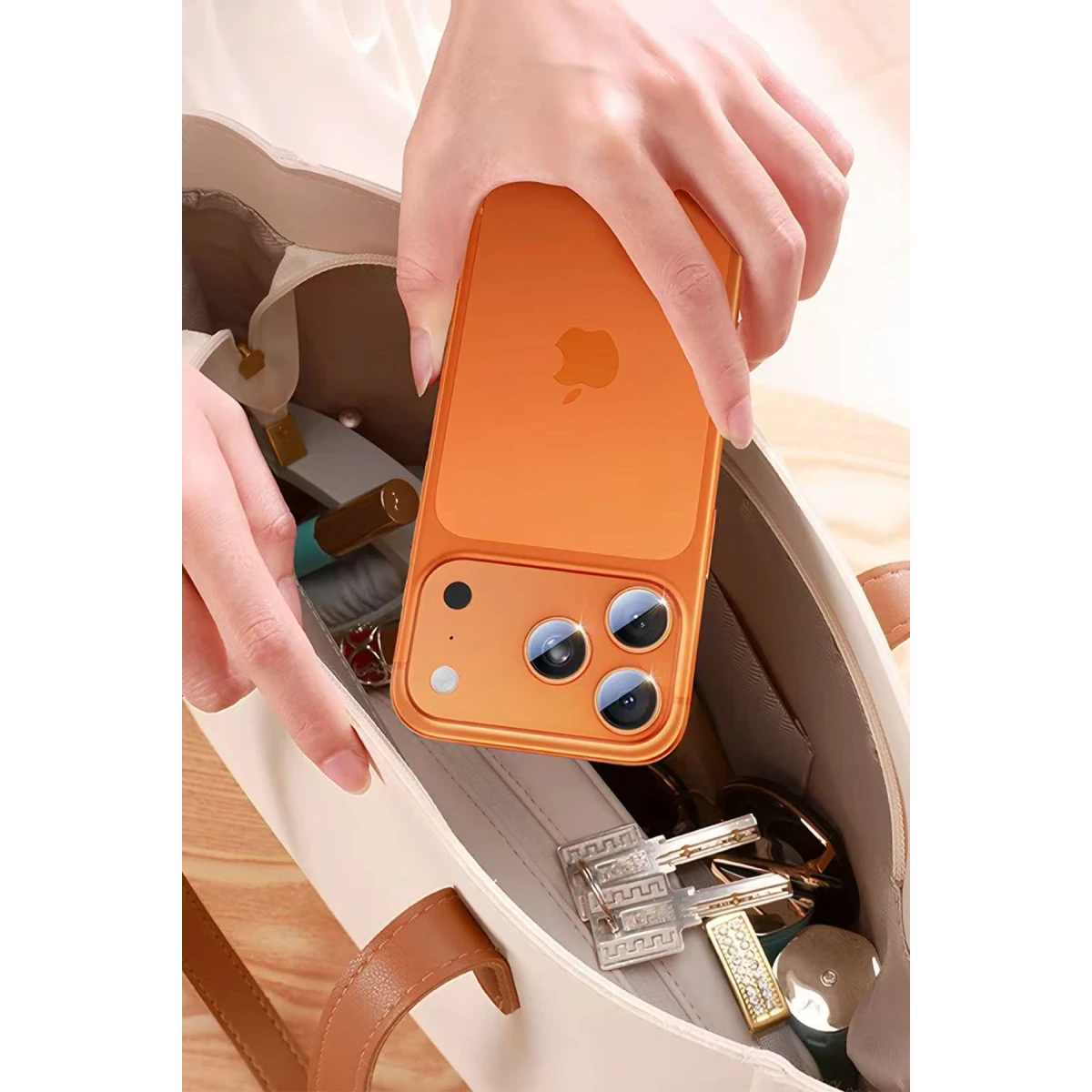 HDD Apple iPhone 17 Pro Max Torres Kamera Lens Koruyucu - Turuncu