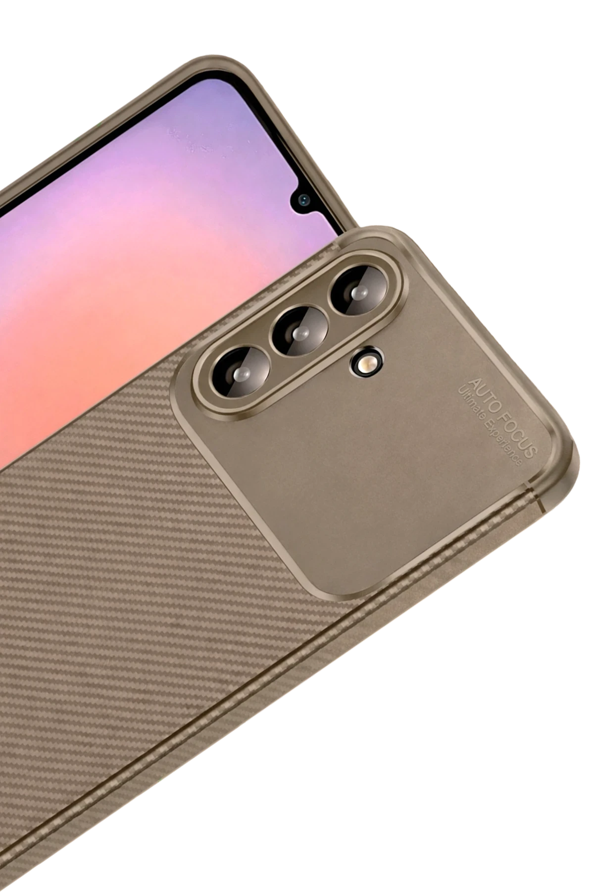 Newface Samsung Galaxy A56 Kılıf Auto Focus Karbon Kapak - Kahverengi