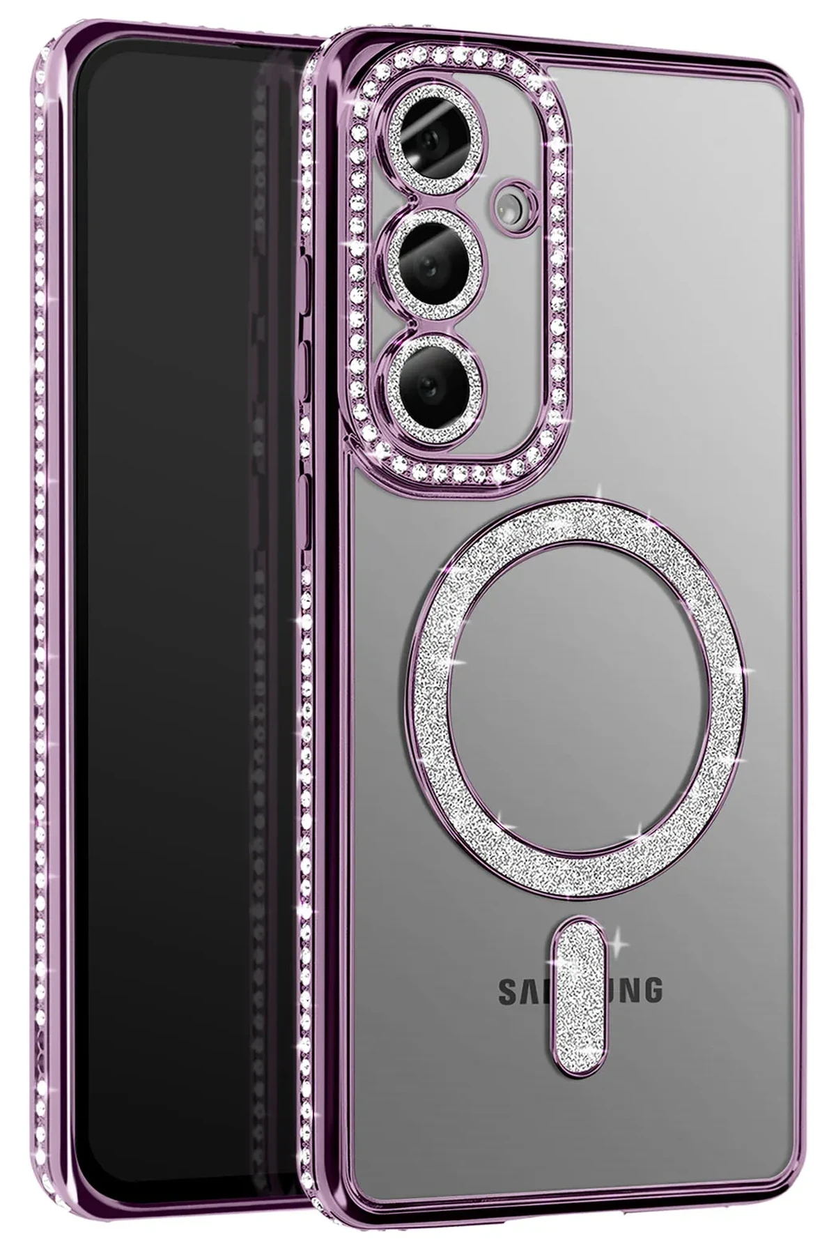 Newface Samsung Galaxy A37 5G Joke Simli Magneticsafe Kılıf - Derin Mor