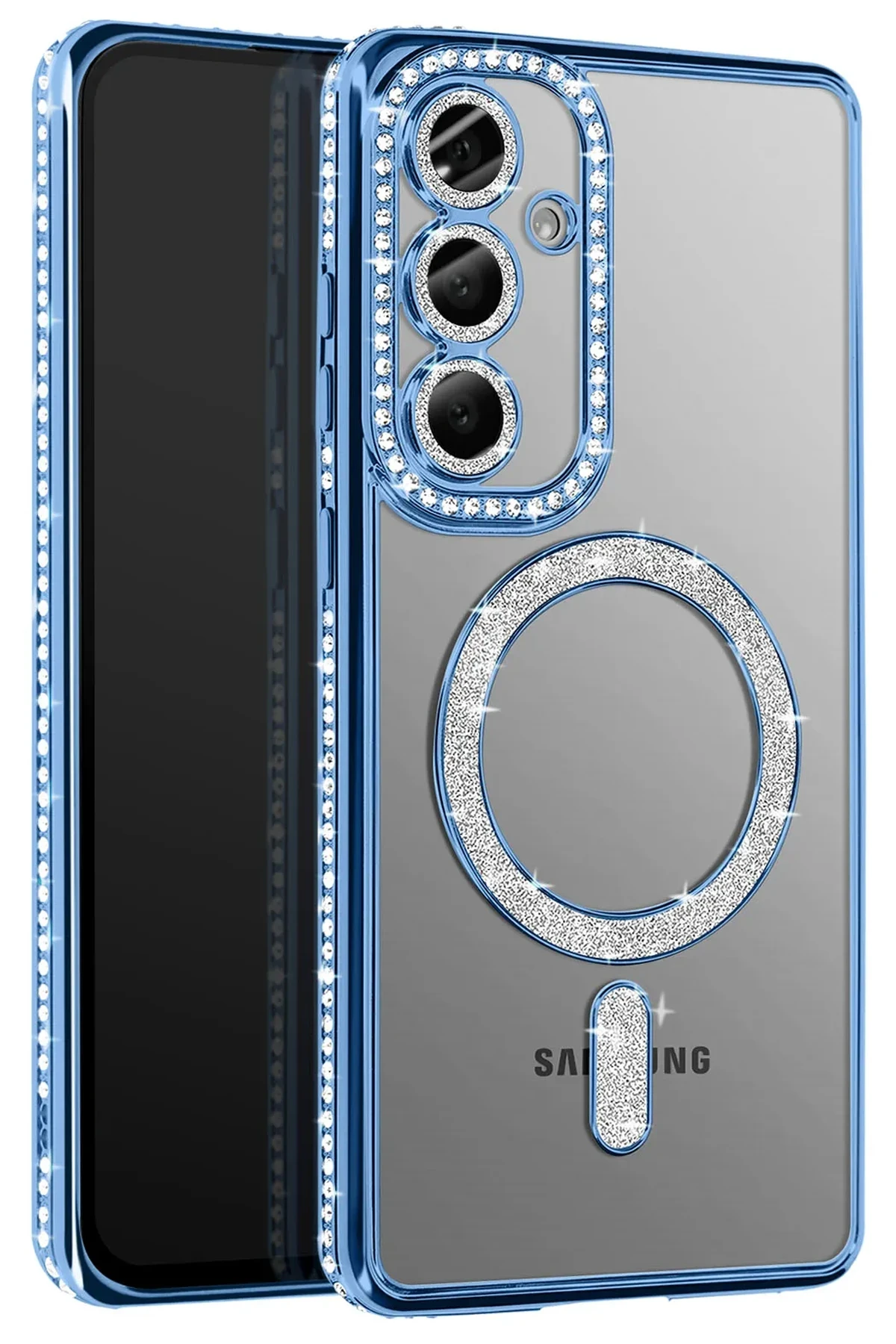 Joko Samsung Galaxy A37 5G Joke Simli Magneticsafe Kılıf - Mavi