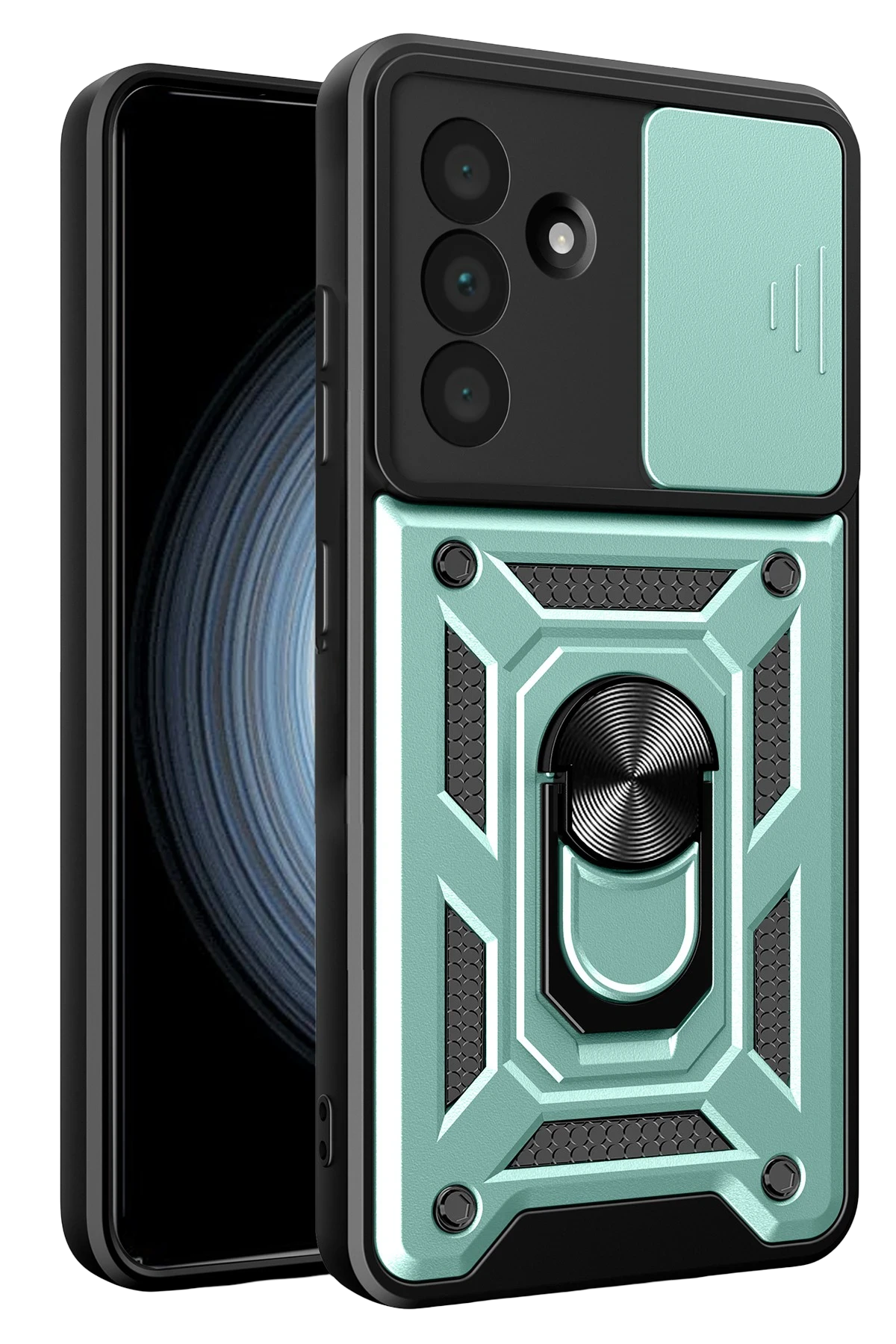 Newface Samsung Galaxy A37 5G Pars Lens Yüzüklü Silikon - Yeşil