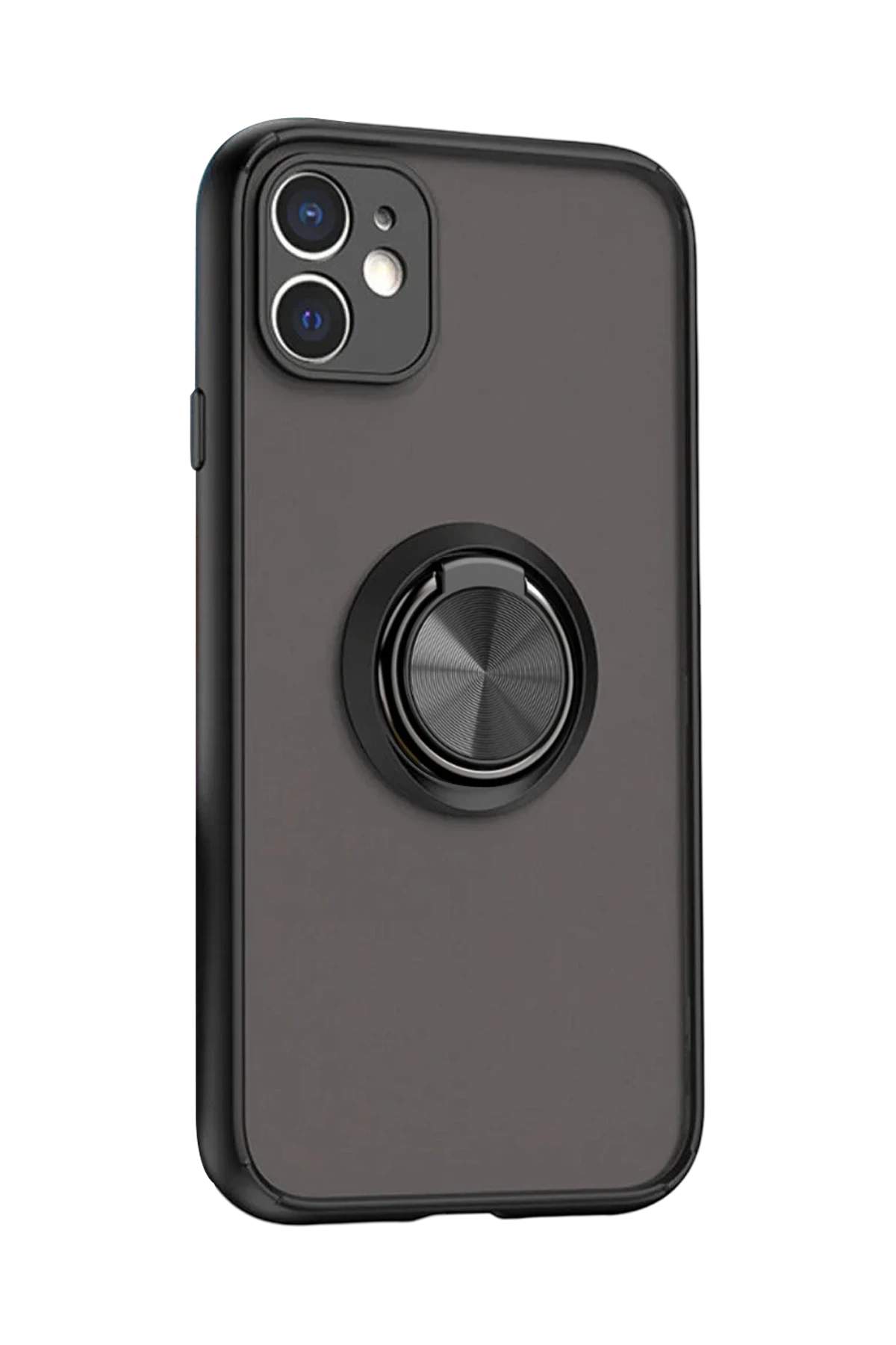 Newface iPhone 11 Kılıf Montreal Yüzüklü Silikon Kapak - Siyah