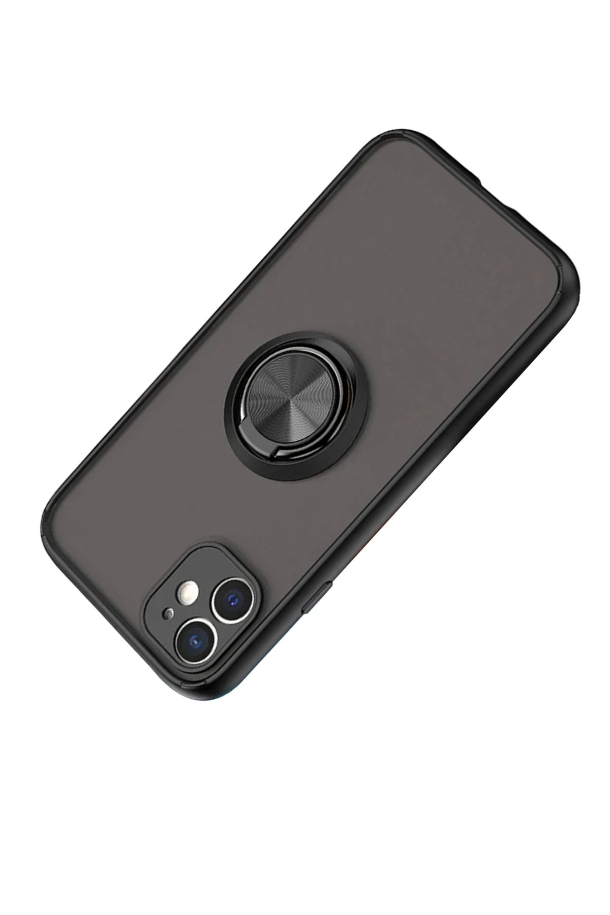 Newface iPhone 11 Kılıf Montreal Yüzüklü Silikon Kapak - Siyah