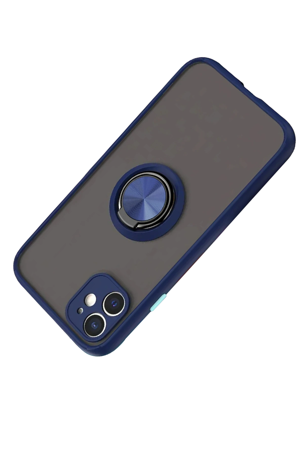 Newface iPhone 11 Kılıf Montreal Yüzüklü Silikon Kapak - Lacivert