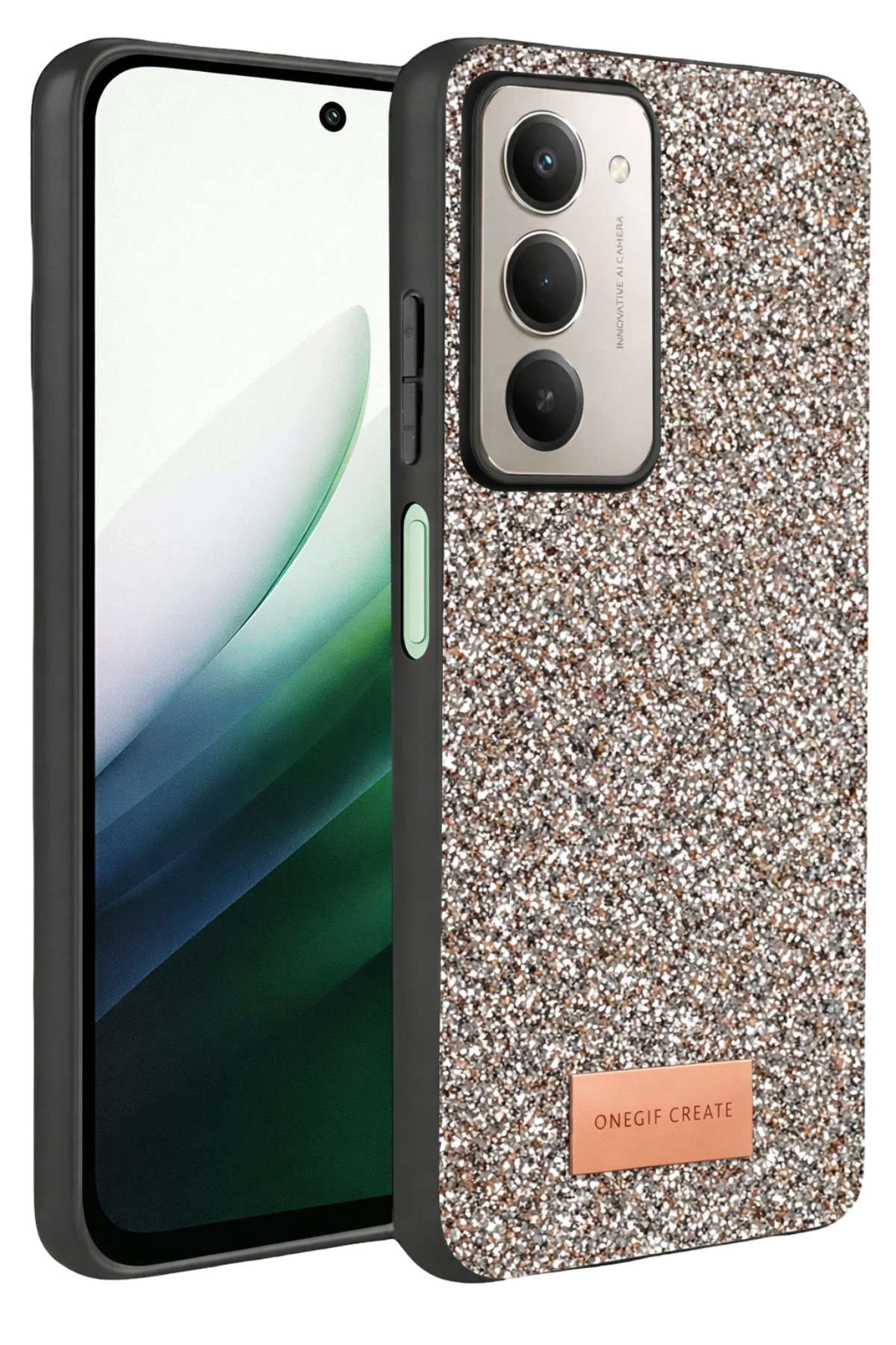 Onegif Xiaomi Redmi 15 4G Bright Simli Kapak - Gümüş
