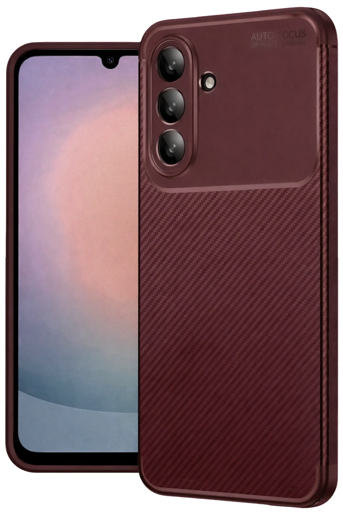 Newface Samsung Galaxy A36 Kılıf Auto Focus Karbon Kapak - Bordo