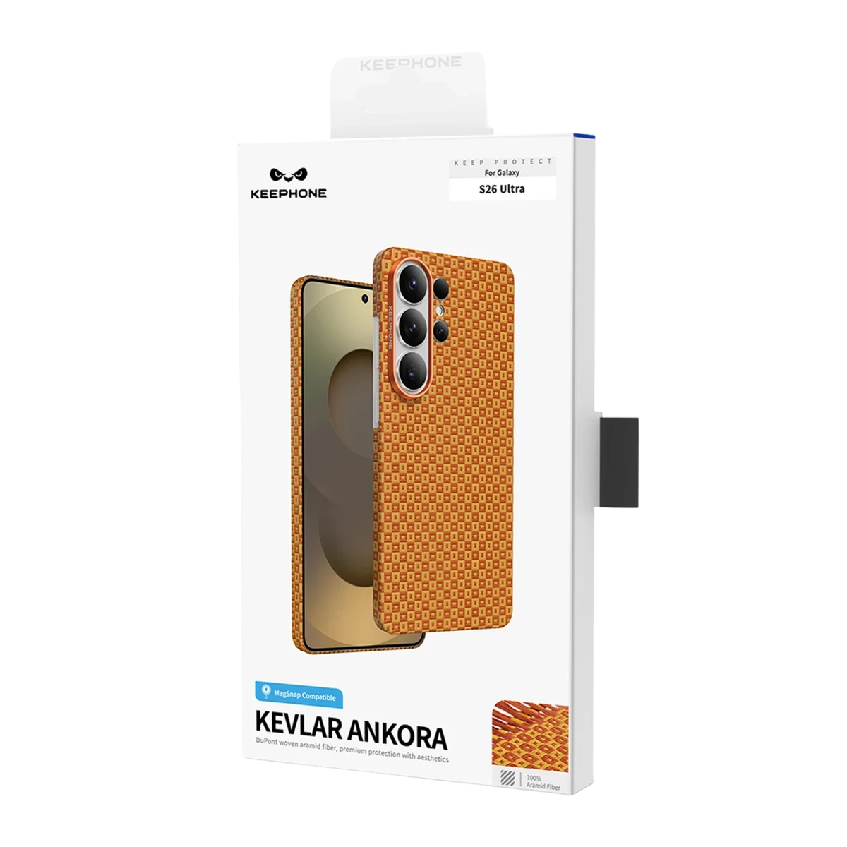 Keephone Samsung Galaxy S26 Ultra Kevlar Ankora Magsafe Kapak - Turuncu