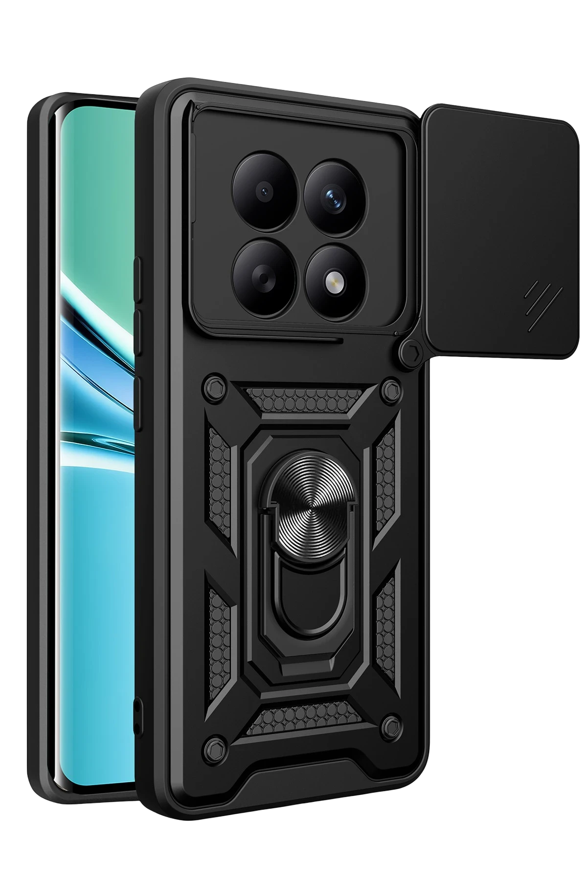 Newface Xiaomi Redmi Note 15 4G Pars Lens Yüzüklü Silikon - Siyah
