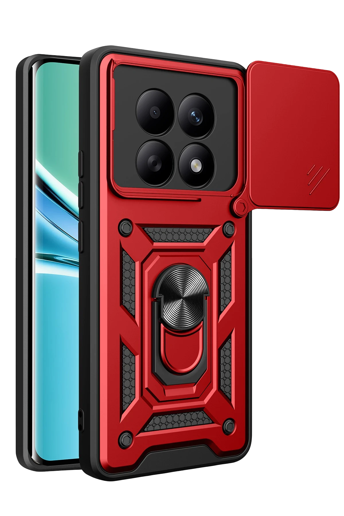 Newface Xiaomi Redmi Note 15 4G Pars Lens Yüzüklü Silikon - Kırmızı