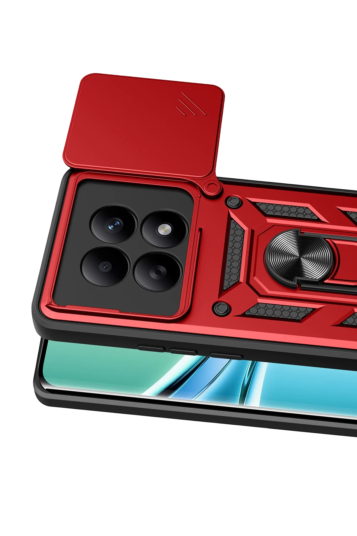 Newface Xiaomi Redmi Note 15 4G Pars Lens Yüzüklü Silikon - Kırmızı — görsel 2