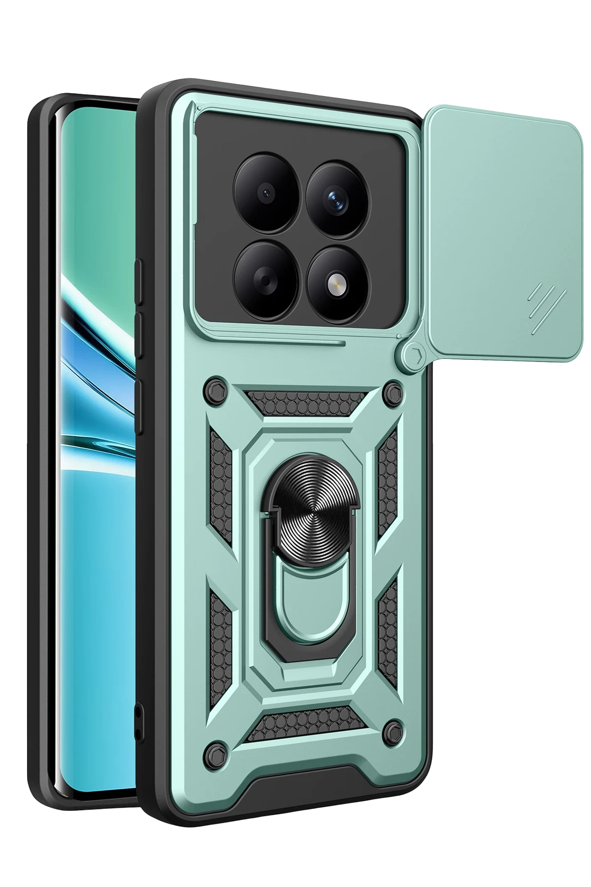 Newface Xiaomi Redmi Note 15 4G Pars Lens Yüzüklü Silikon - Yeşil
