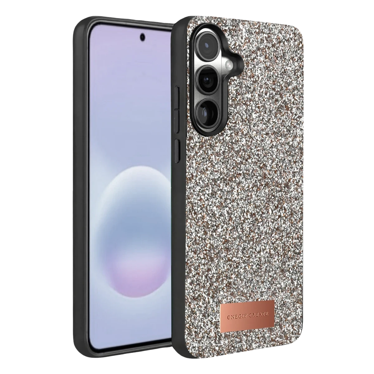 Onegif Samsung Galaxy A57 5G Bright Simli Kapak - Gümüş