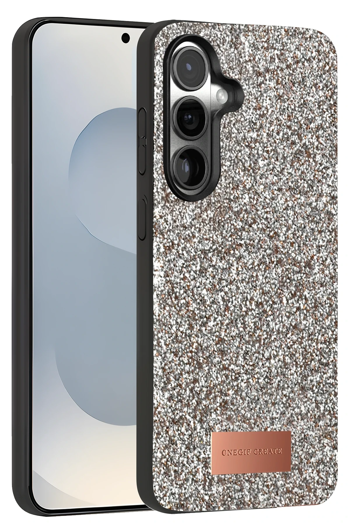 Onegif Samsung Galaxy S25 Bright Simli Kapak - Gümüş