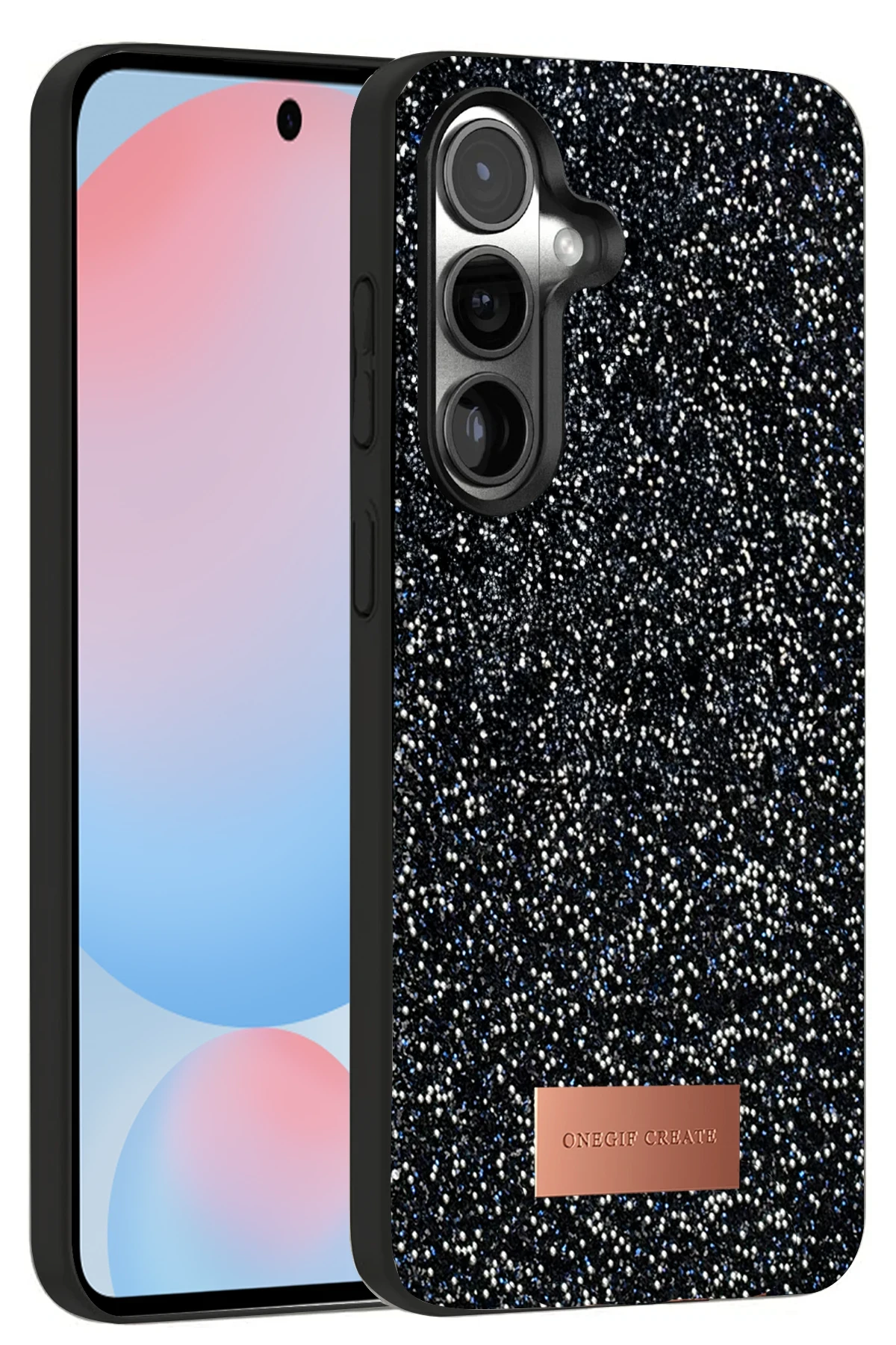 Onegif Samsung Galaxy S24 FE Bright Simli Kapak - Siyah