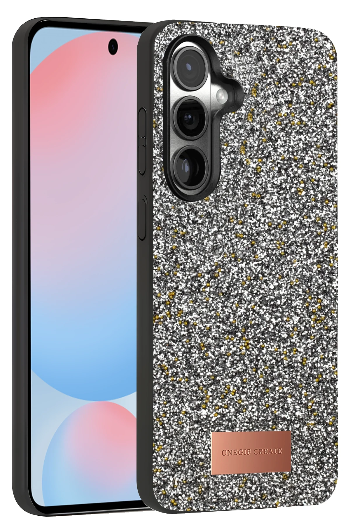Onegif Samsung Galaxy S24 FE Bright Simli Kapak - Gold
