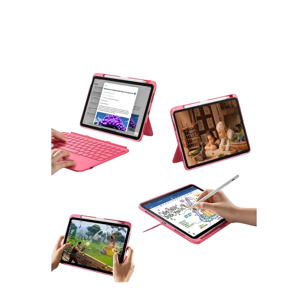 ESR  Apple iPad 2025 10.9 10.Nesil (A16) Flex Klavyeli Tablet Kılıfı - Pembe