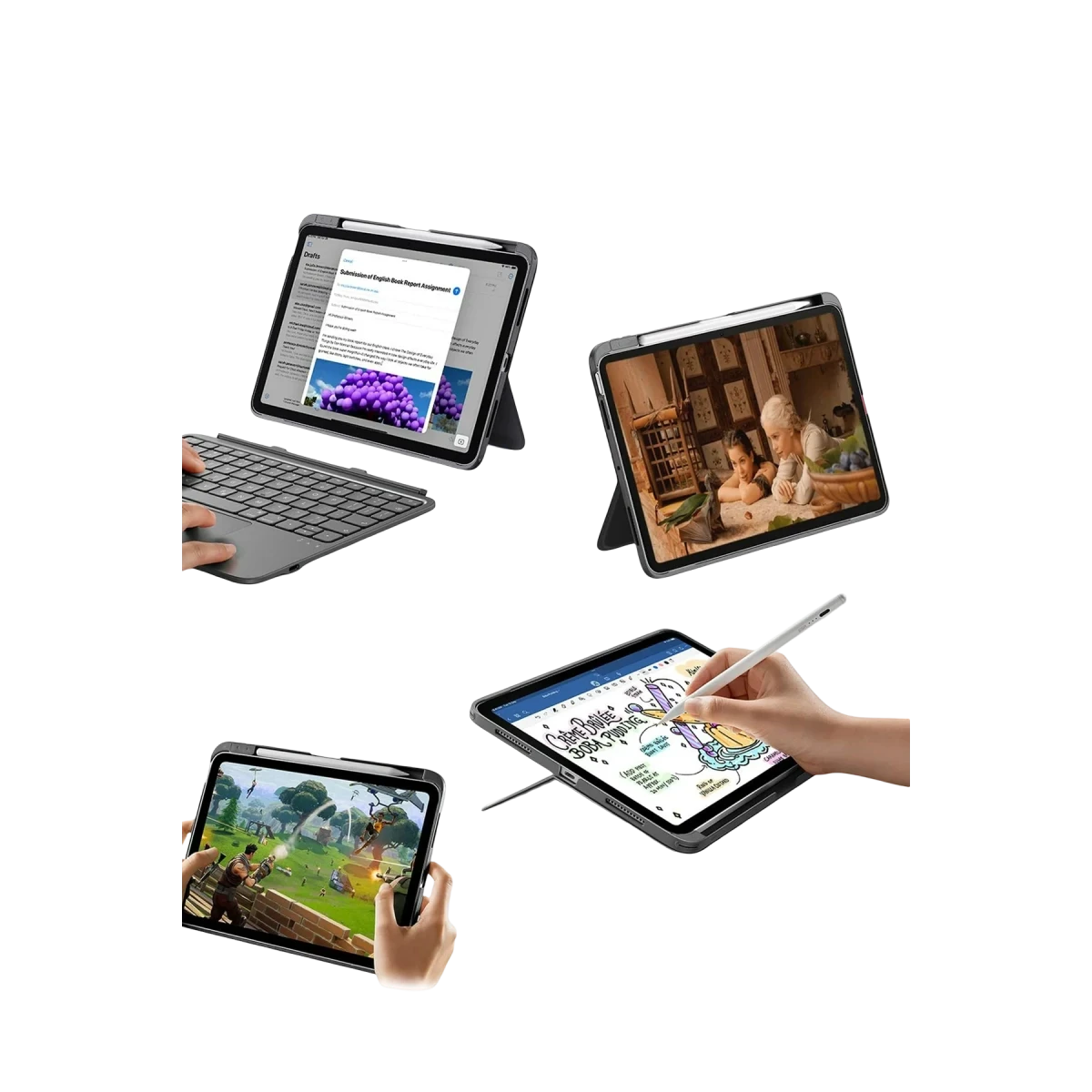 ESR Apple iPad Air 11 (2024) Flex Klavyeli Tablet Kılıfı - Koyu Gri